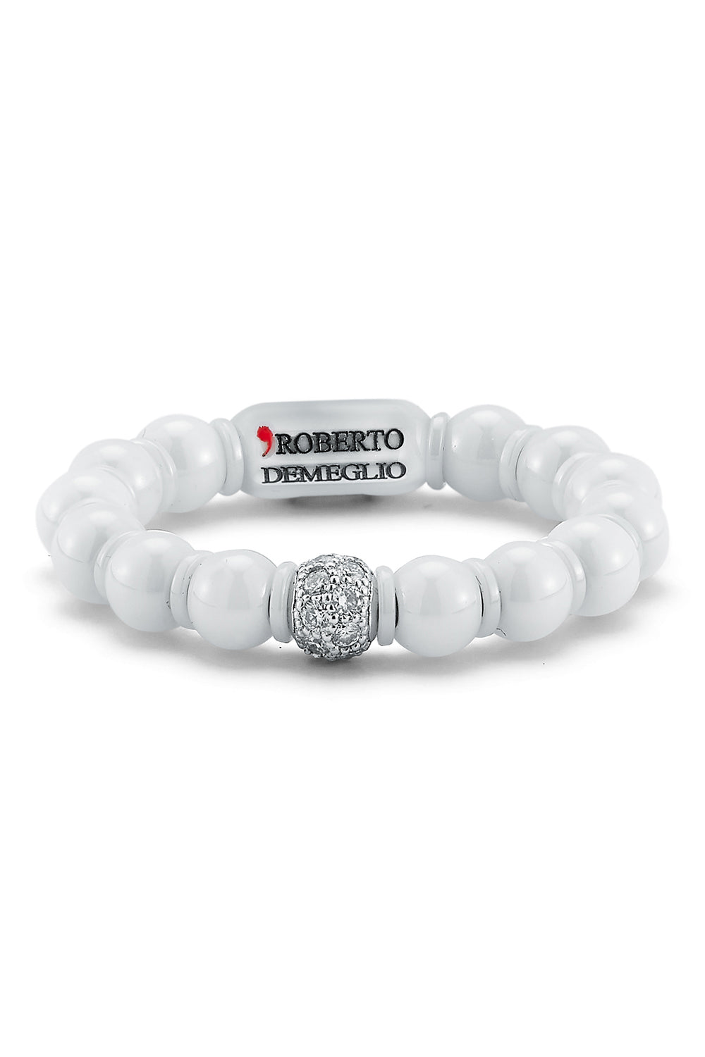 Sfera Ceramic Stretch Ring-WHITE GOLD-5.5-JEWELRYFINE JEWELRING-ROBERTO DEMEGLIO