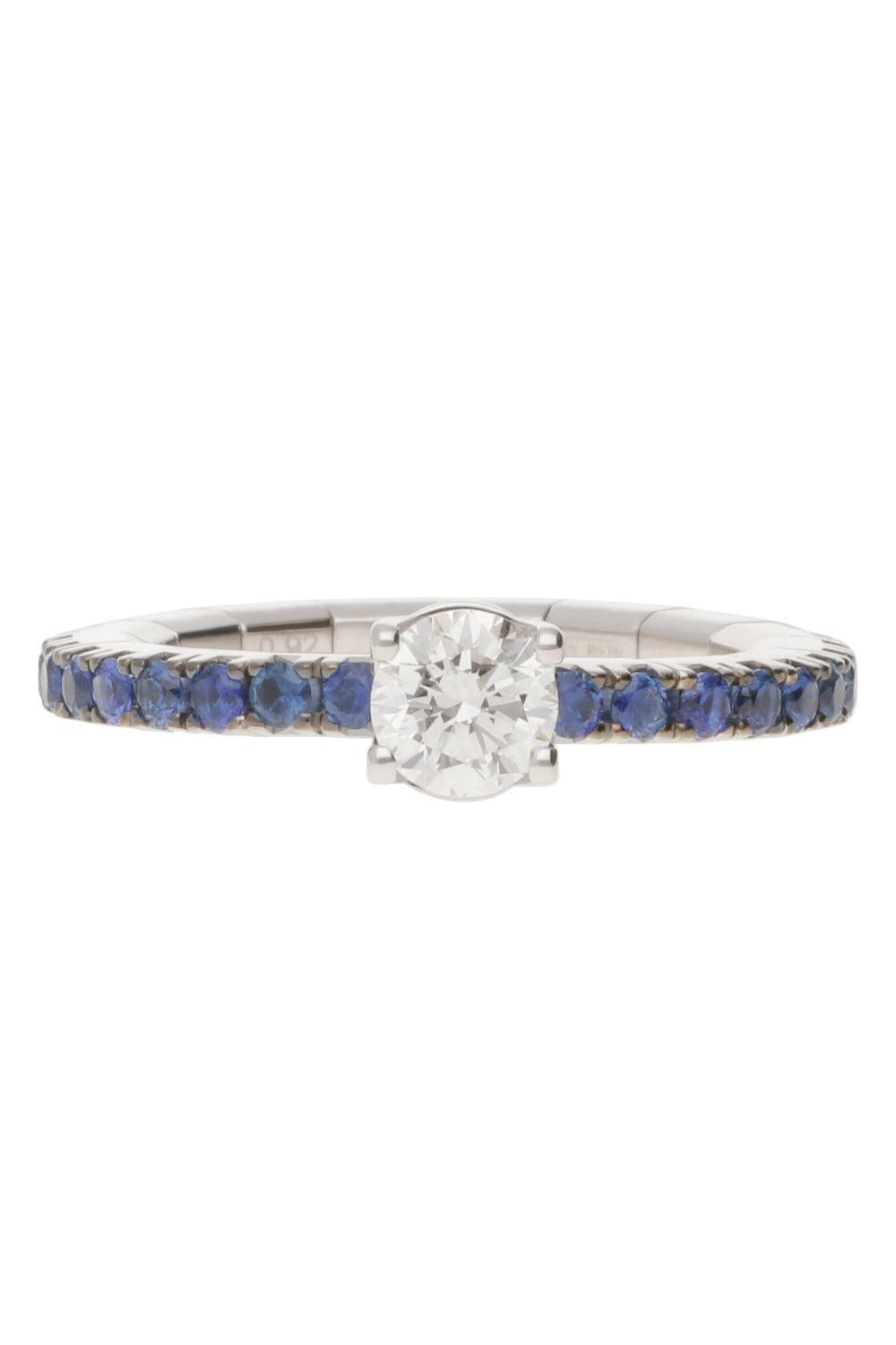 Diamond Blue Sapphire Round Solitaire Ring-WHITE GOLD-6-JEWELRYFINE JEWELRING-ROBERTO DEMEGLIO