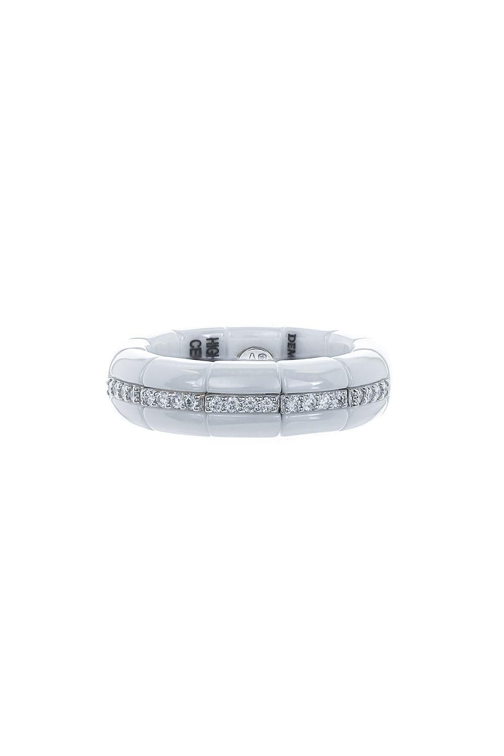 Diamond Section White Pura Stretch Ring-WHITE GOLD-6-JEWELRYFINE JEWELRING-ROBERTO DEMEGLIO