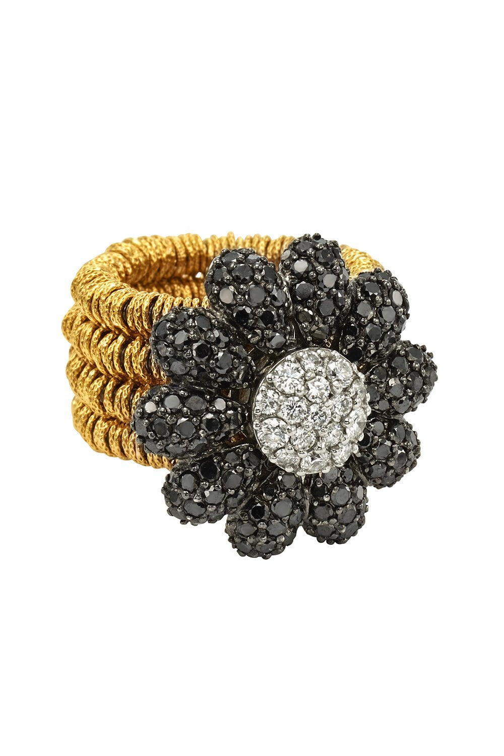 ROBERTO DEMEGLIO-Flower Margarita Stretch Ring-WHITE GOLD
