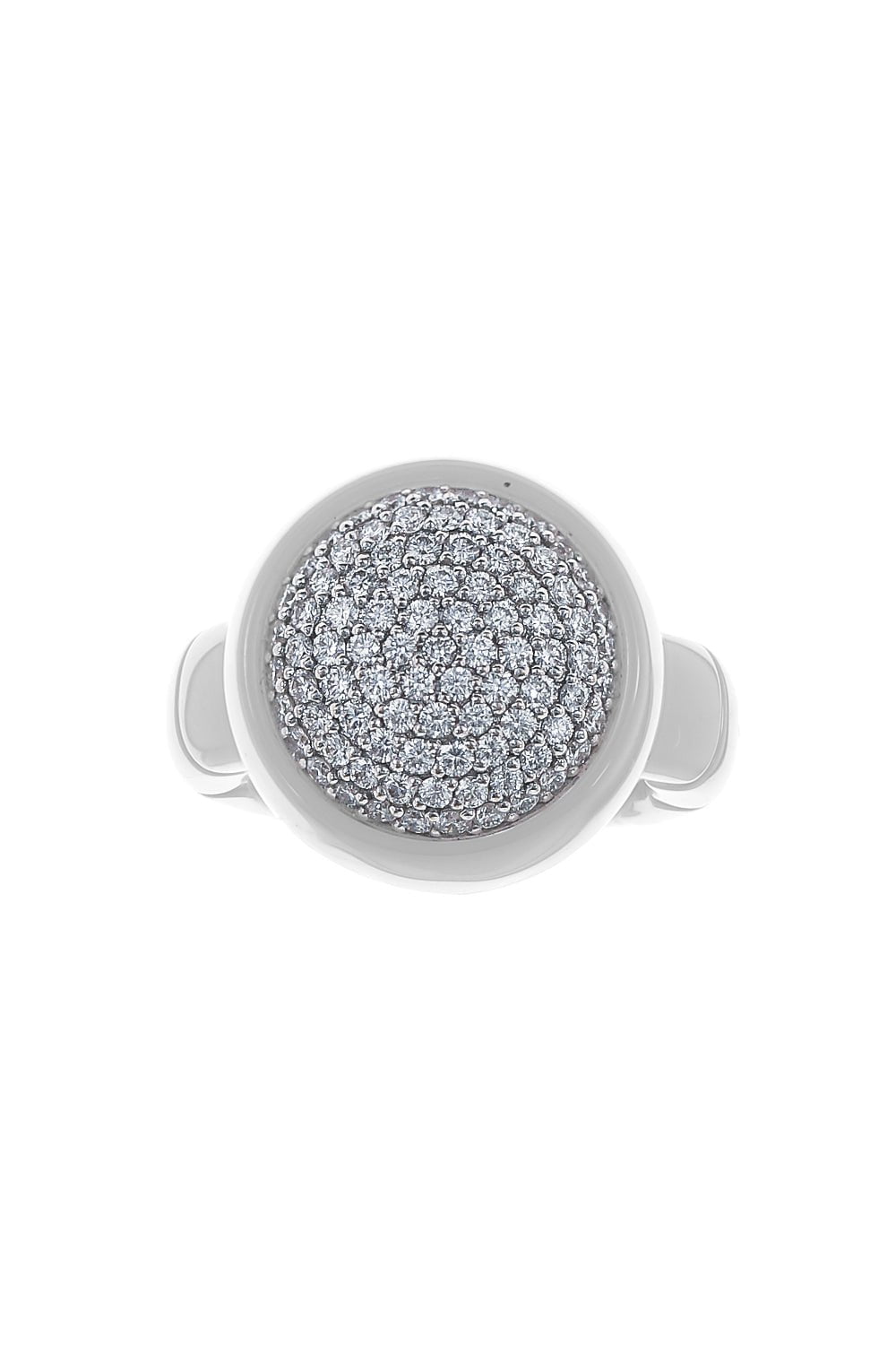 ROBERTO DEMEGLIO-White Ceramic Stretch Dama Ring-WHITE GOLD
