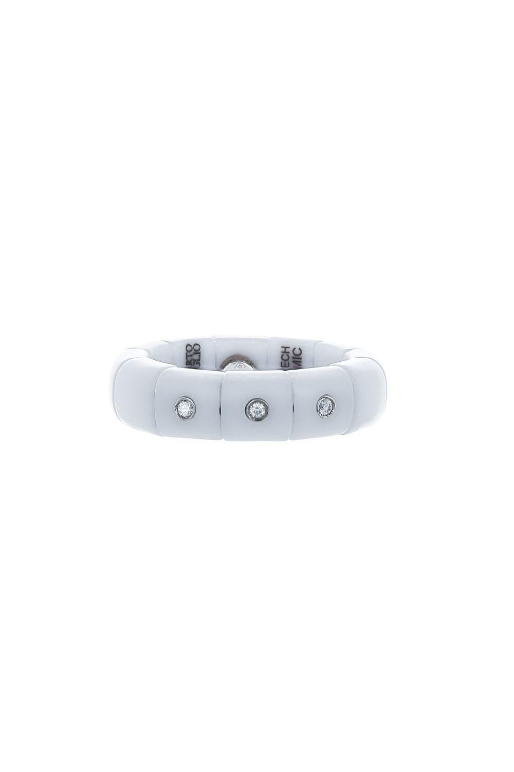 Three Diamond Bezel White Pura Stretch Ring-WHITE GOLD-6.25-JEWELRYFINE JEWELRING-ROBERTO DEMEGLIO