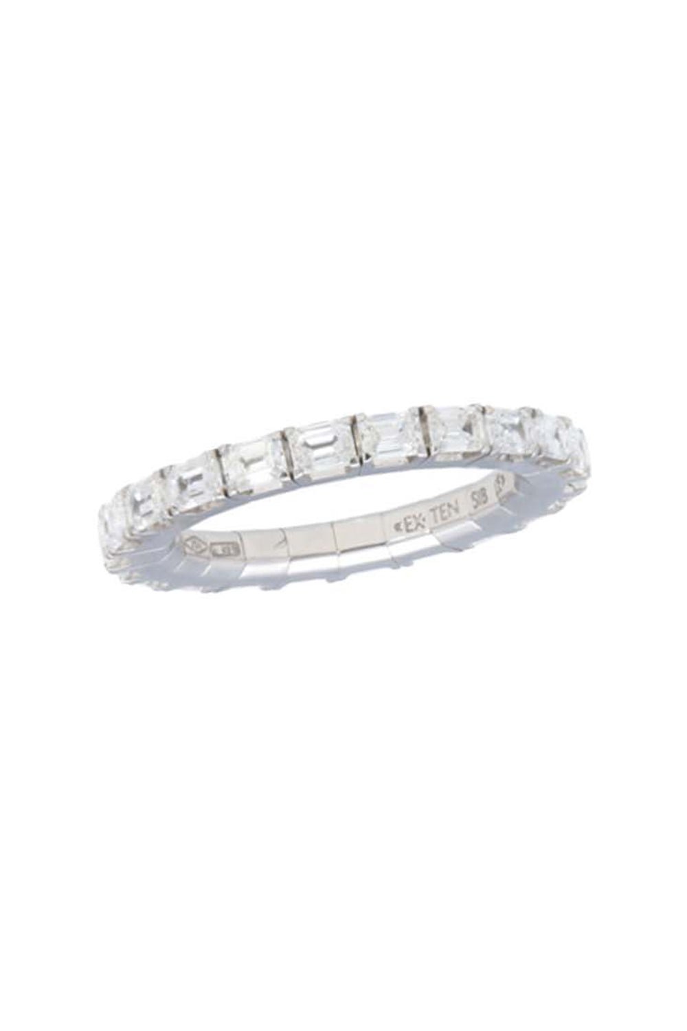 ROBERTO DEMEGLIO-Extensible Emerald Cut Diamond Stretch Ring-WHITE GOLD