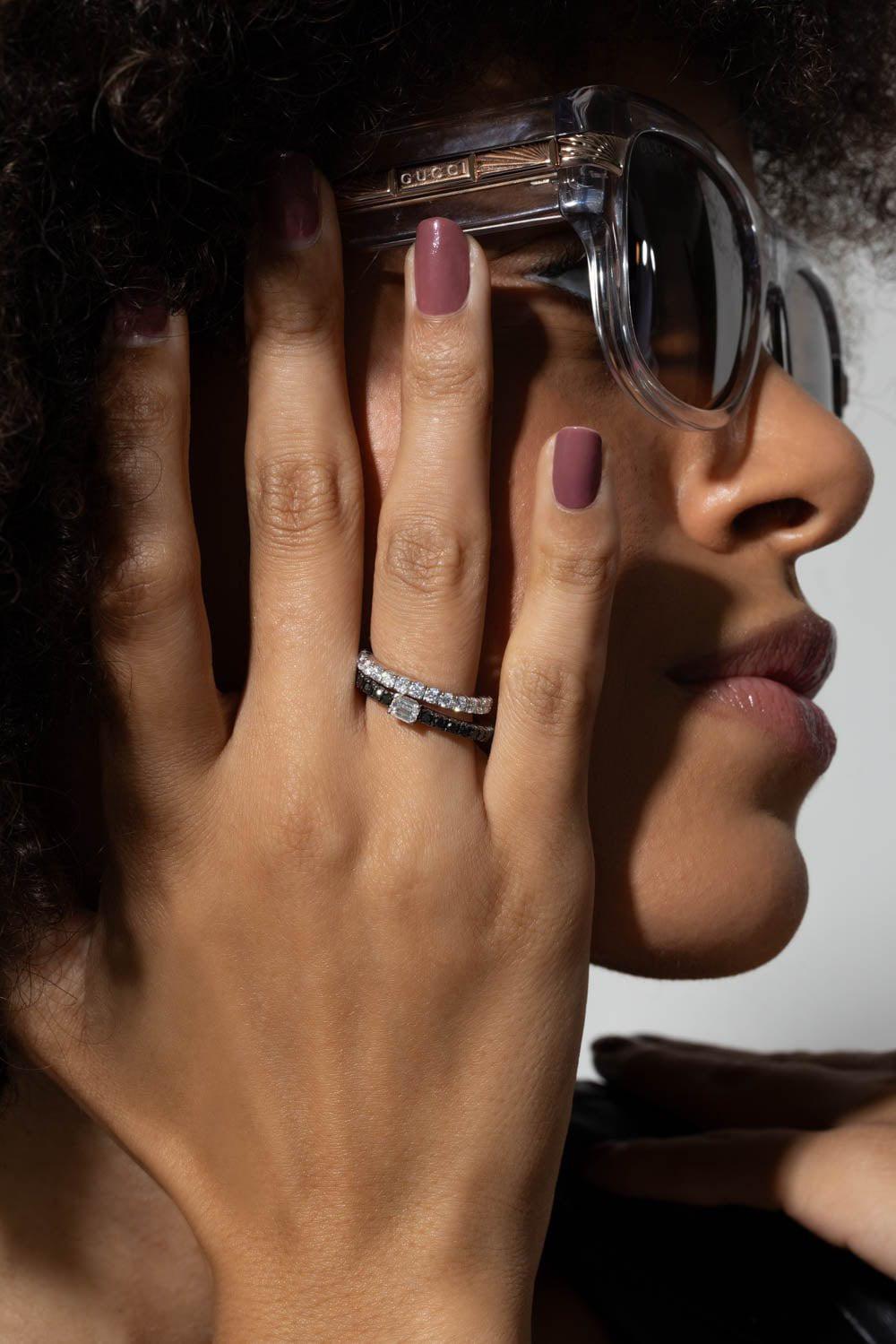 ROBERTO DEMEGLIO-Extensible Mixed Diamond Ring-WHITE GOLD