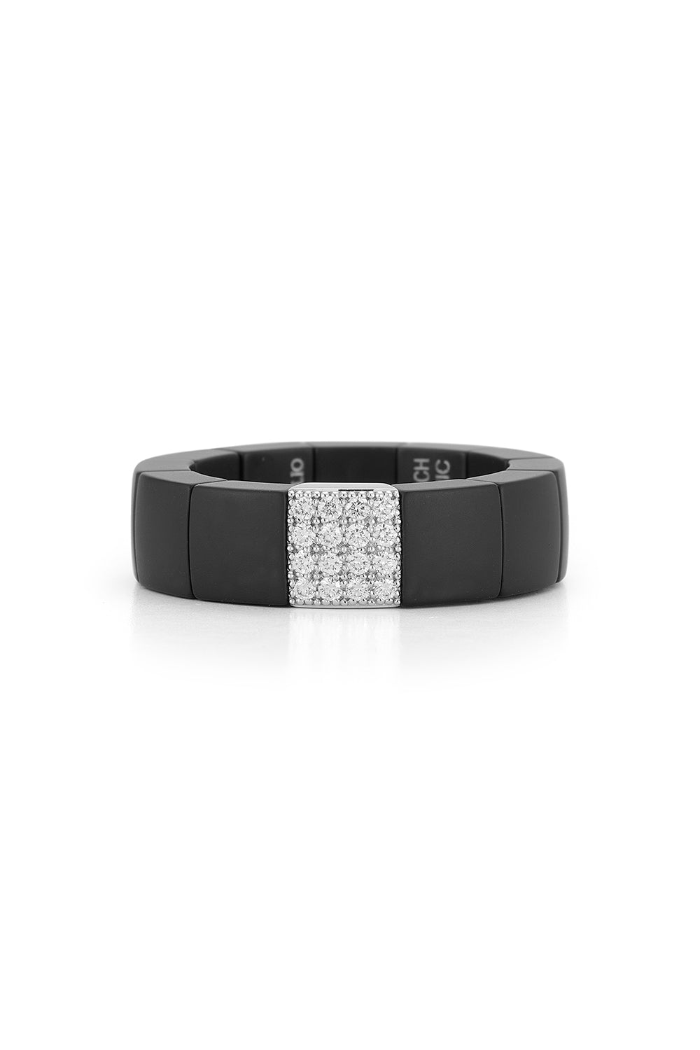 Diamond Station Matte Black Scacco Ring-WHITE GOLD-7.5-JEWELRYFINE JEWELRING-ROBERTO DEMEGLIO