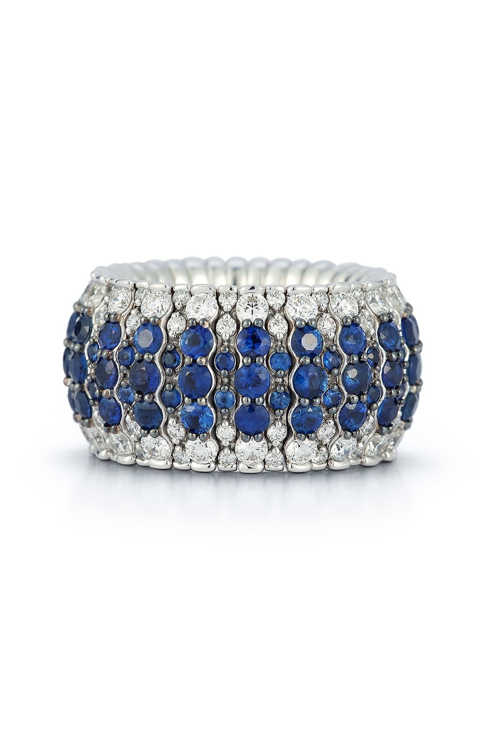 ROBERTO DEMEGLIO-Giotto Blue Sapphires Stretch Ring-WHITE GOLD