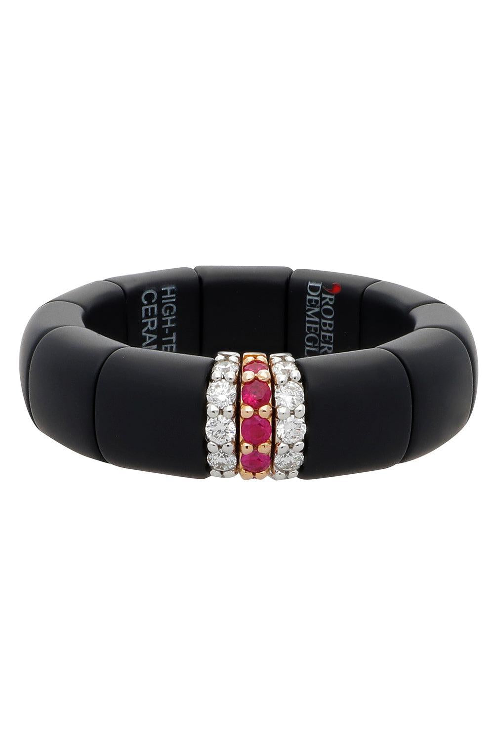 Pura Matte Black Ceramic Ring-WHITE GOLD-JEWELRYFINE JEWELRING-ROBERTO DEMEGLIO