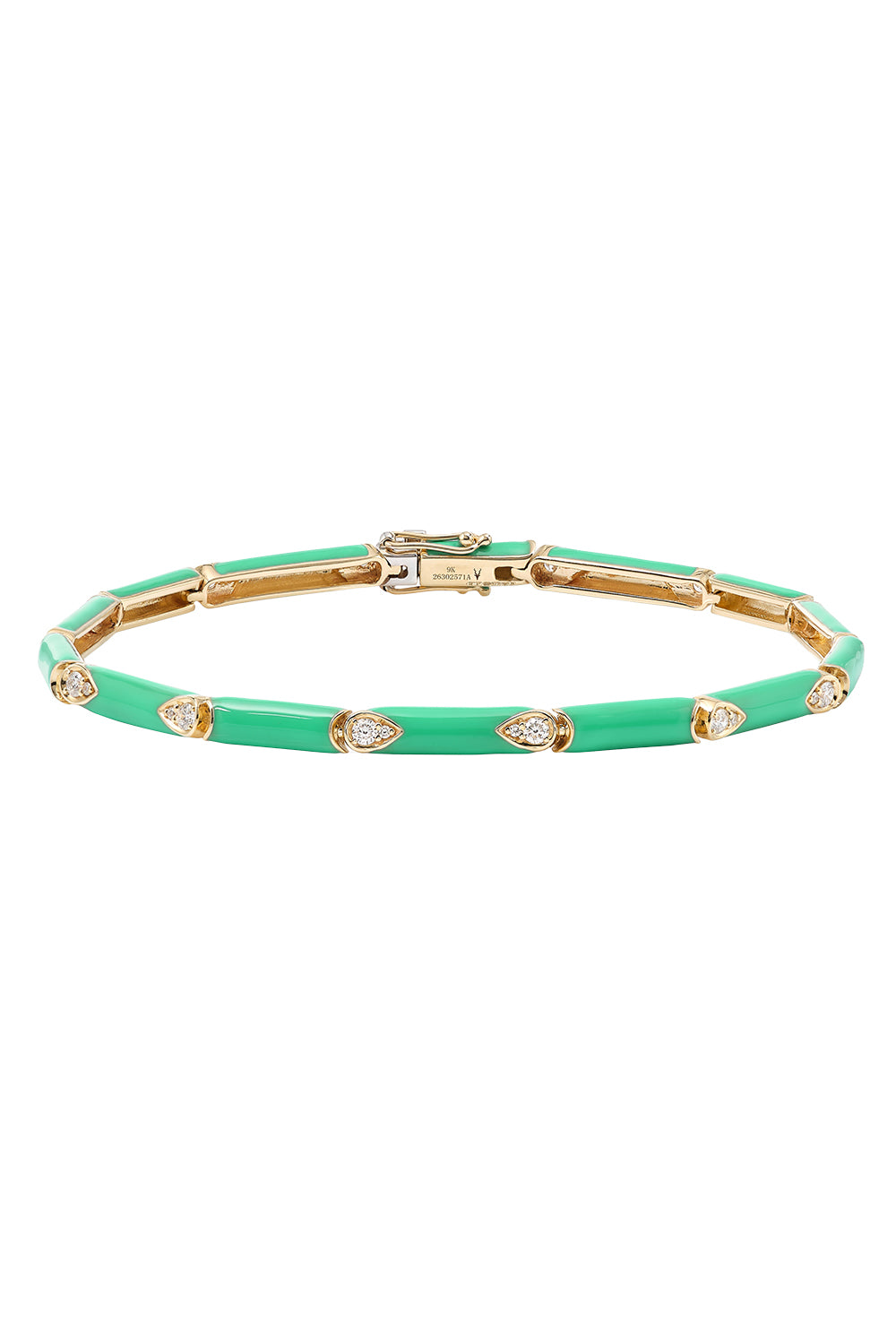 Diamond Nirvana Green Enamel Bracelet-YELLOW GOLD-JEWELRYFINE JEWELBRACELET O-ROBINSON PELHAM