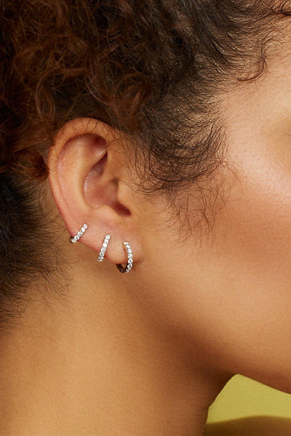 ROBINSON PELHAM-Midi Diamond Hoop Earrings - White Gold-WHITE GOLD