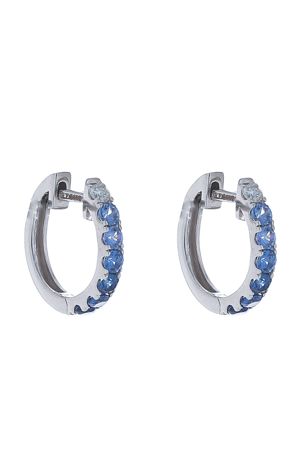 ROBINSON PELHAM-Orb Midi Diamond Blue Sapphire Hoop Earrings-WHITE GOLD