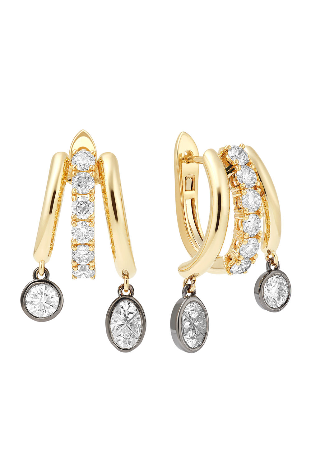 Diamond Treble Drop Earrings-YELLOW GOLD-JEWELRYFINE JEWELEARRING-ROBINSON PELHAM