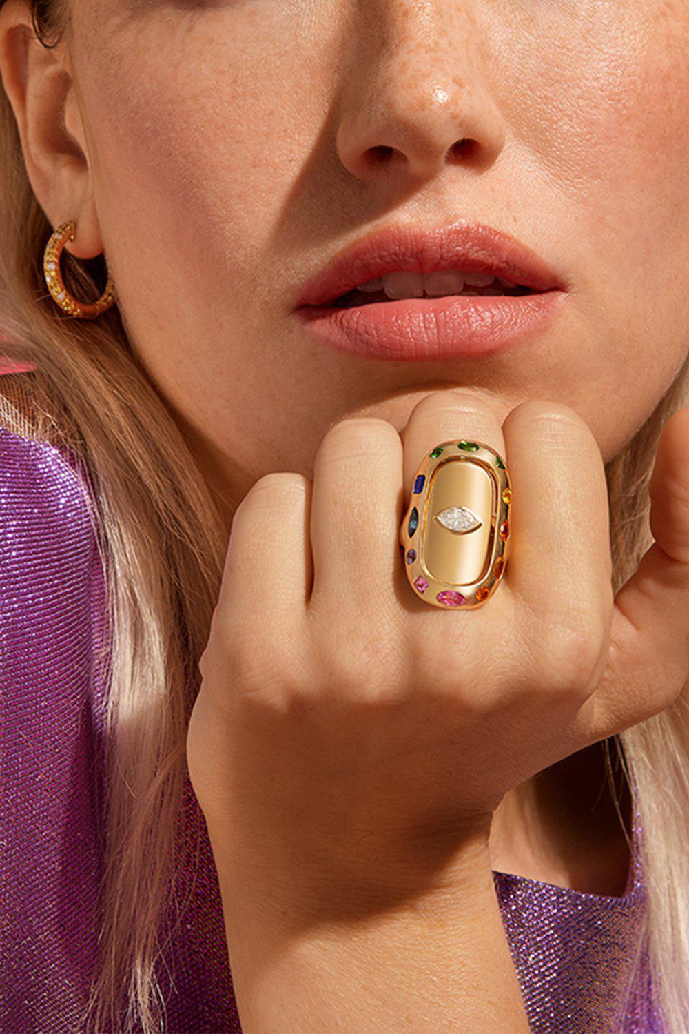 ROBINSON PELHAM-Disco Sister Yellow Sapphire Hoop Earrings-YELLOW GOLD