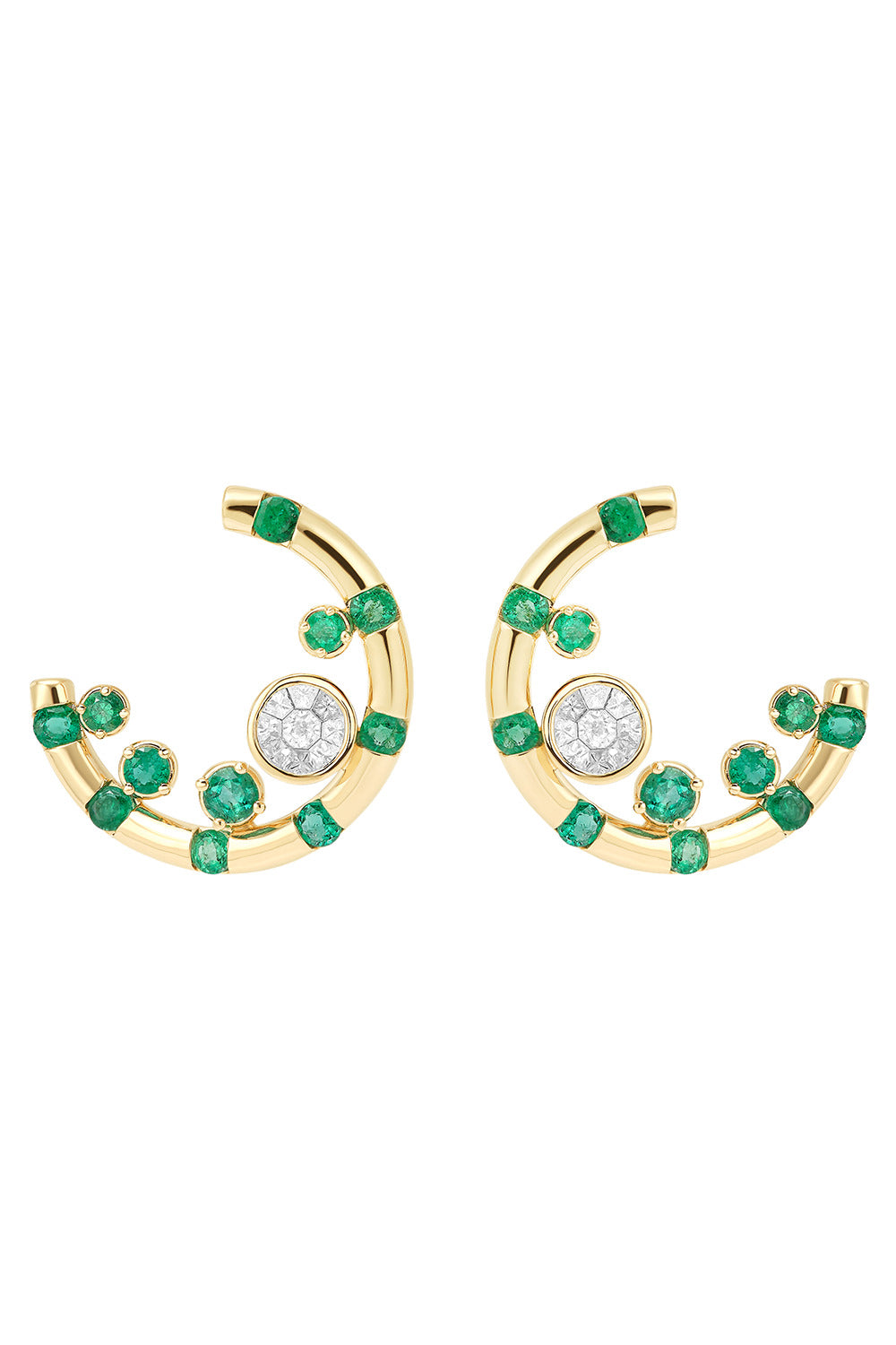  Emerald Diamond Kinetic Earrings-YELLOW GOLD-JEWELRYFINE JEWELEARRING-ROBINSON PELHAM 