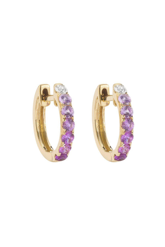 Midi Pink Sapphire Diamond Hoop Earrings-YELLOW GOLD-JEWELRYFINE JEWELEARRING-ROBINSON PELHAM