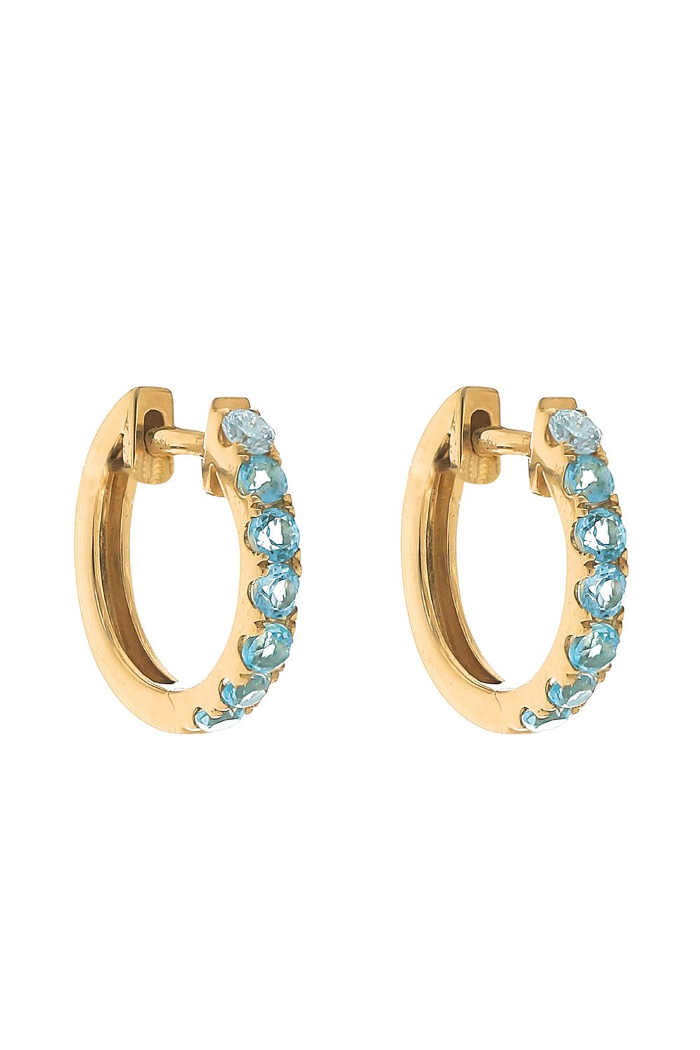 ROBINSON PELHAM-Orb Midi Diamond Blue Topaz Hoop Earrings-YELLOW GOLD