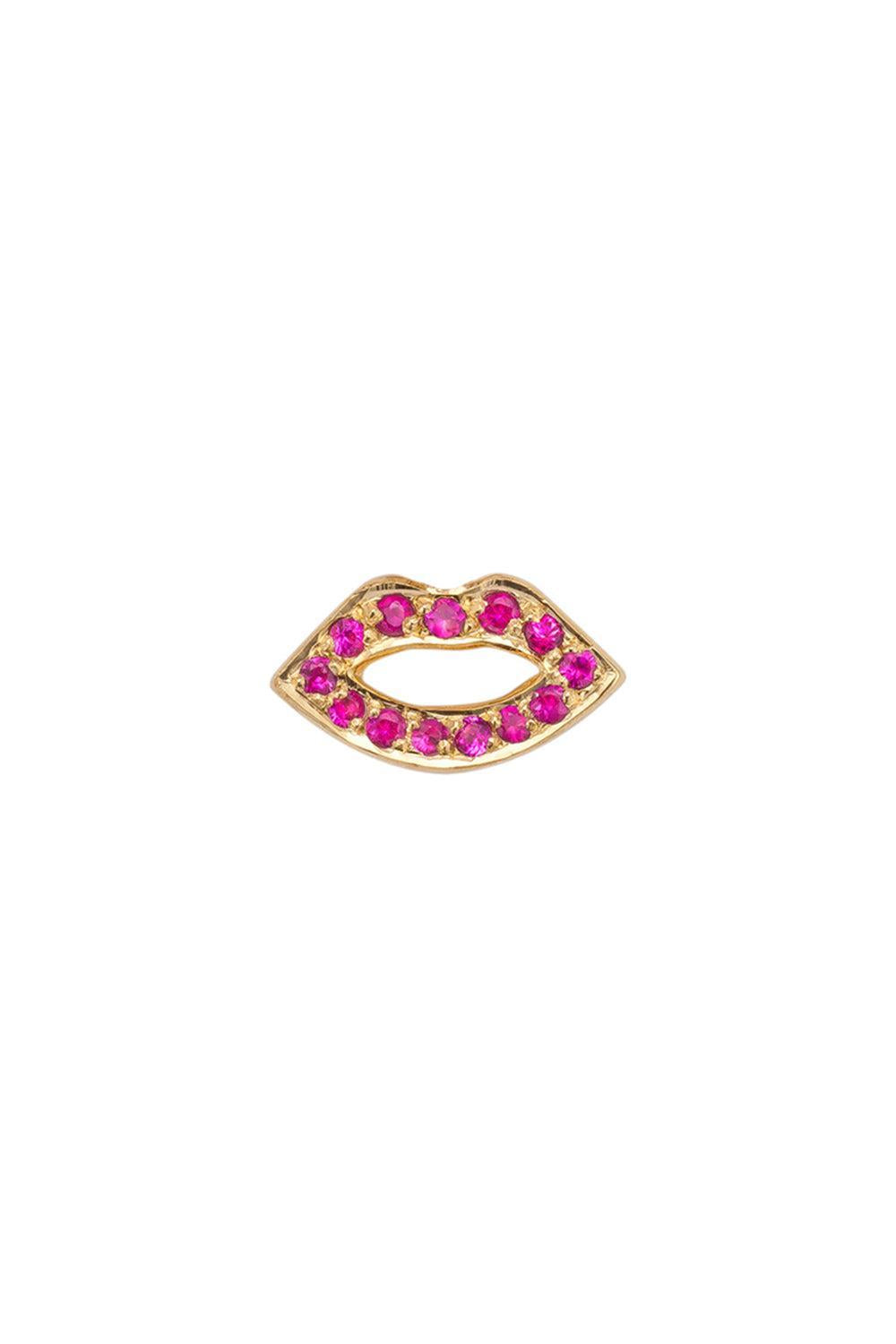 Pink Sapphire Lips Stud Earring-YELLOW GOLD-JEWELRYFINE JEWELEARRING-ROBINSON PELHAM