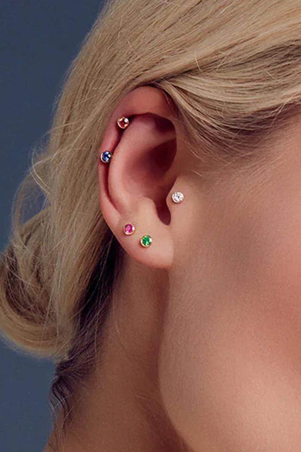 Orange Sapphire Strobe Stud Earring-YELLOW GOLD-JEWELRYFINE JEWELEARRING-ROBINSON PELHAM