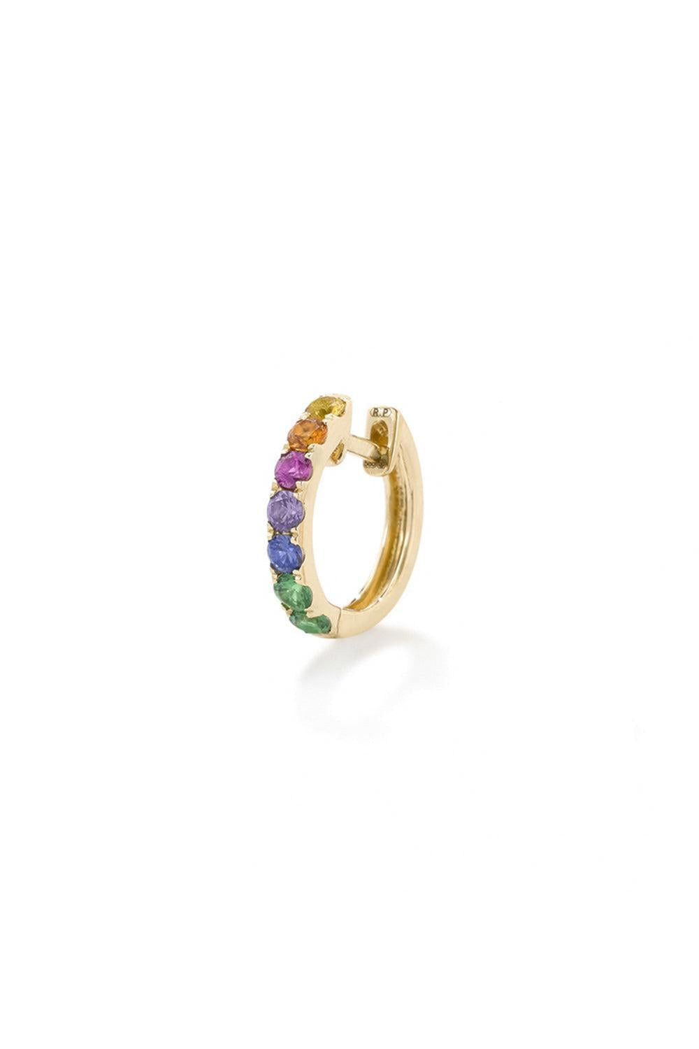 Rainbow Sapphire Midi Orb Hoop Earring-YELLOW GOLD-JEWELRYFINE JEWELEARRING-ROBINSON PELHAM