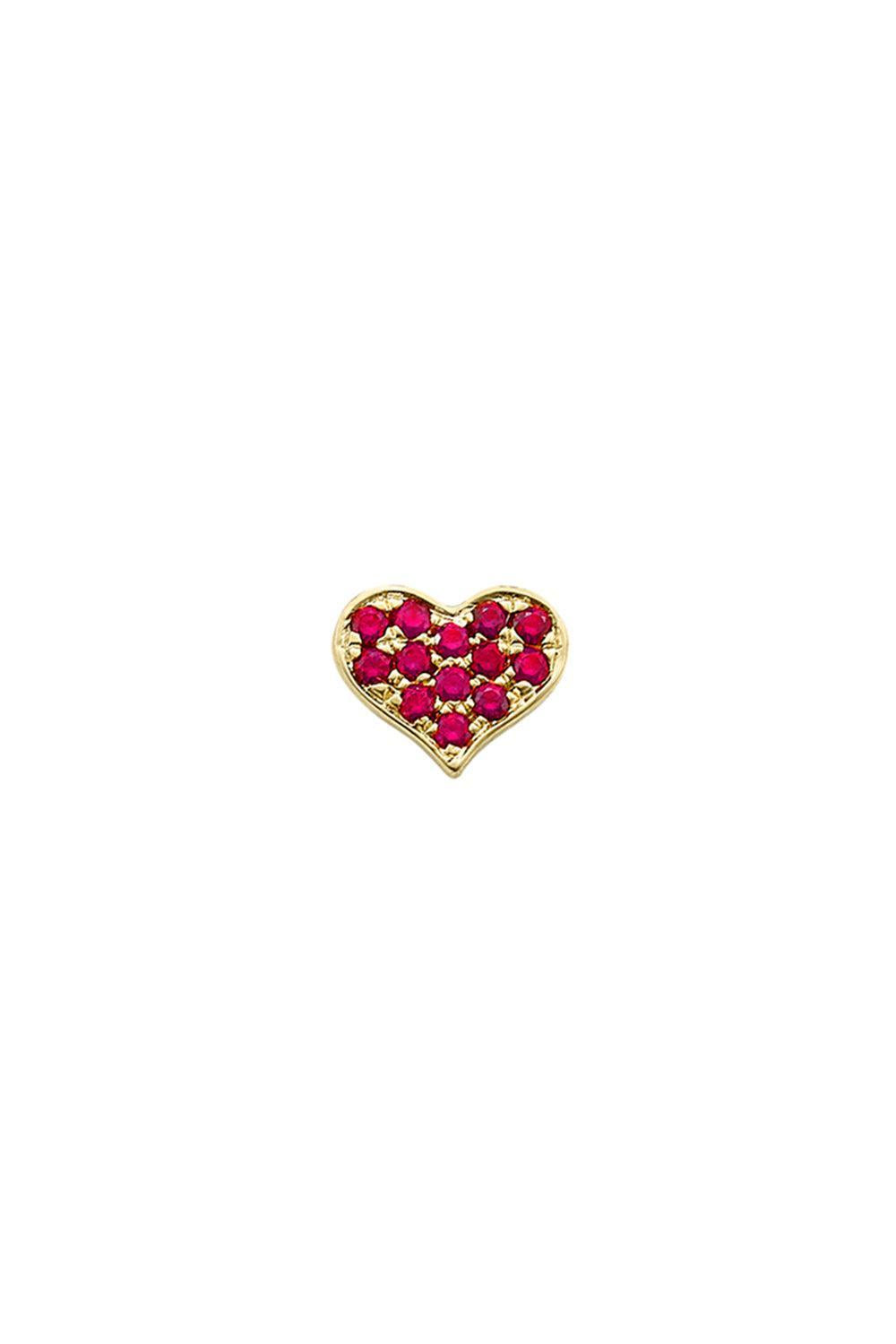 Ruby Baby Heart Stud Earring-YELLOW GOLD-JEWELRYFINE JEWELEARRING-ROBINSON PELHAM