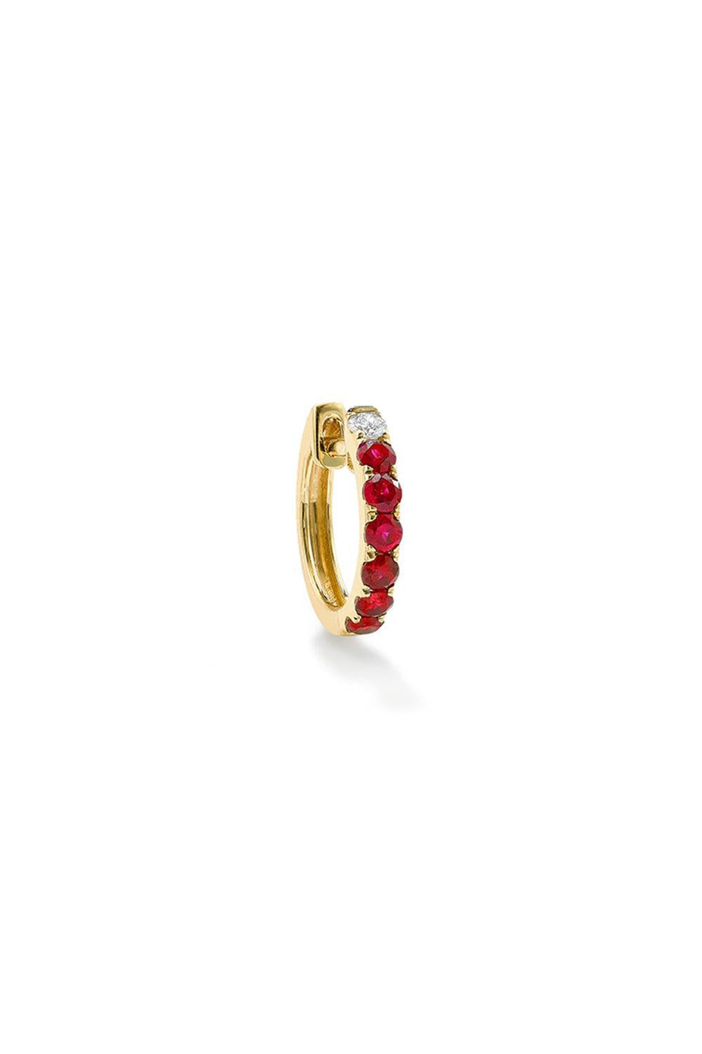 Ruby Single Orb Midi Hoop Earring-YELLOW GOLD-JEWELRYFINE JEWELEARRING-ROBINSON PELHAM