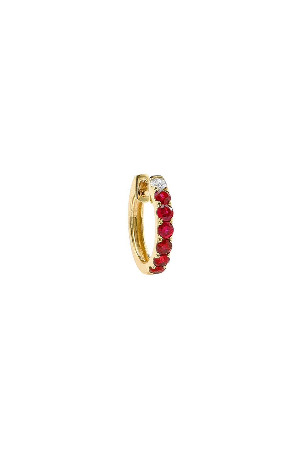 Ruby Single Orb Midi Hoop Earring-YELLOW GOLD-JEWELRYFINE JEWELEARRING-ROBINSON PELHAM
