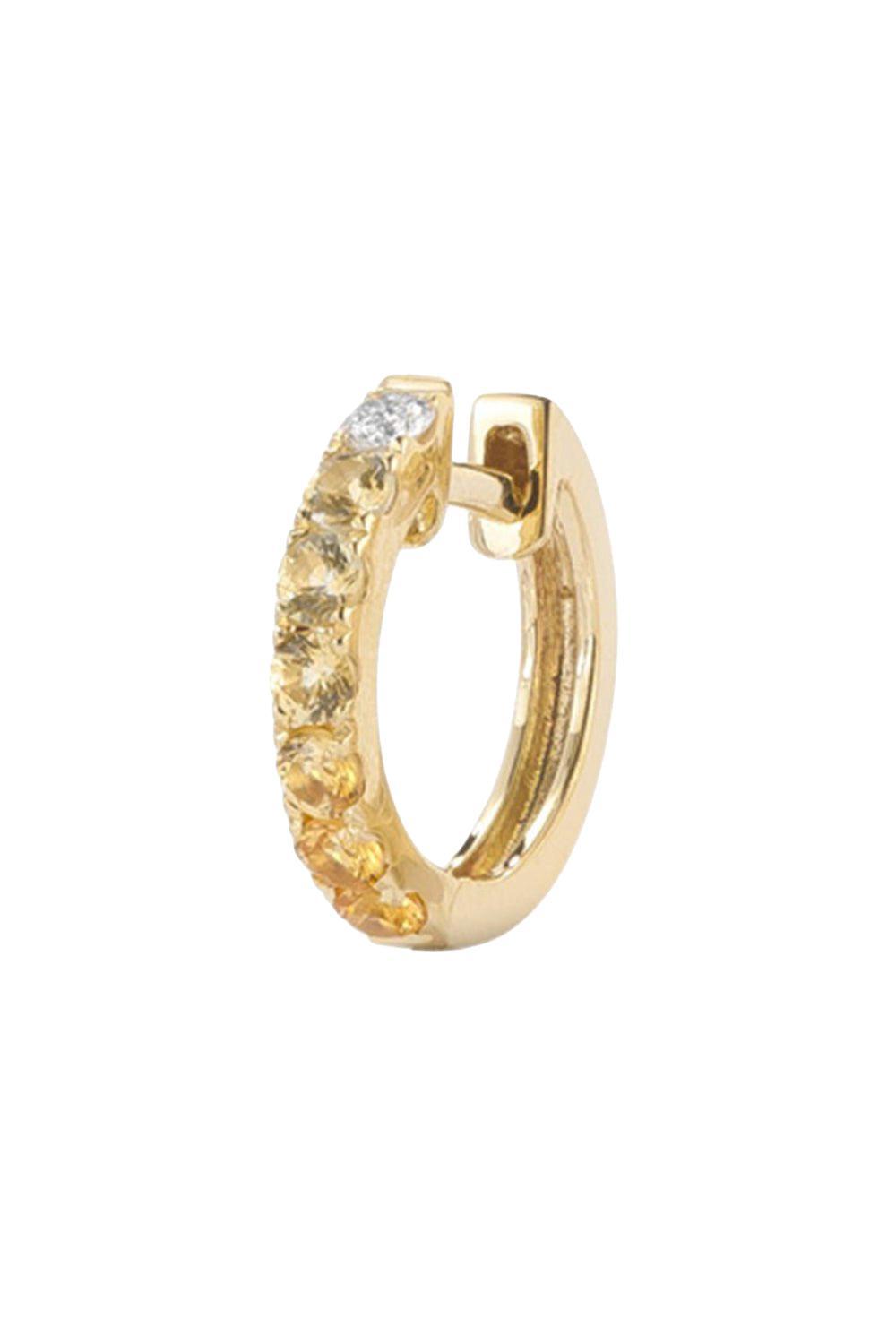 Single Midi Yellow Sapphire Diamond Hoop Earring-YELLOW GOLD-JEWELRYFINE JEWELEARRING-ROBINSON PELHAM
