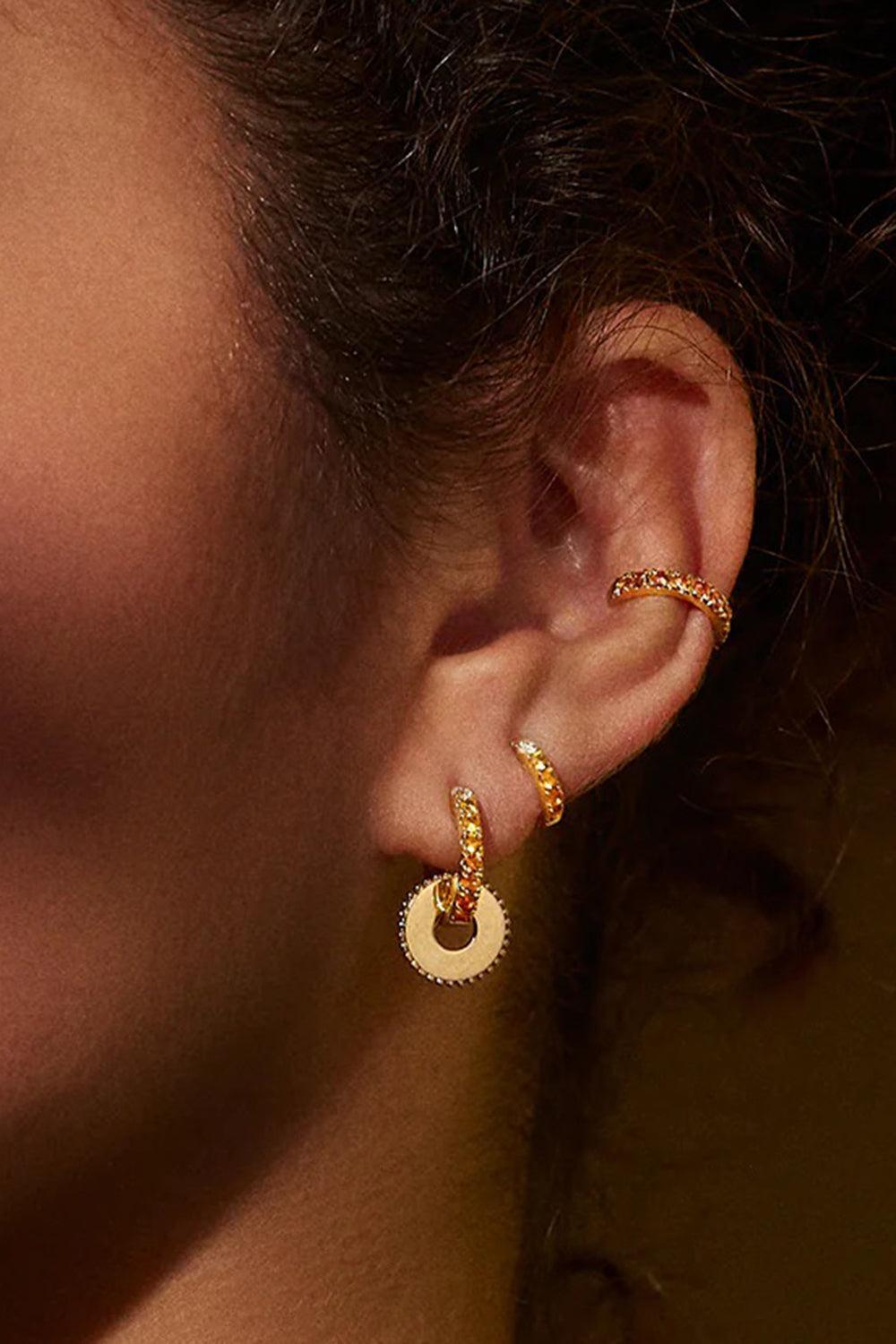 Yellow Sapphire Midi Orb Hoop Earring-YELLOW GOLD-JEWELRYFINE JEWELEARRING-ROBINSON PELHAM