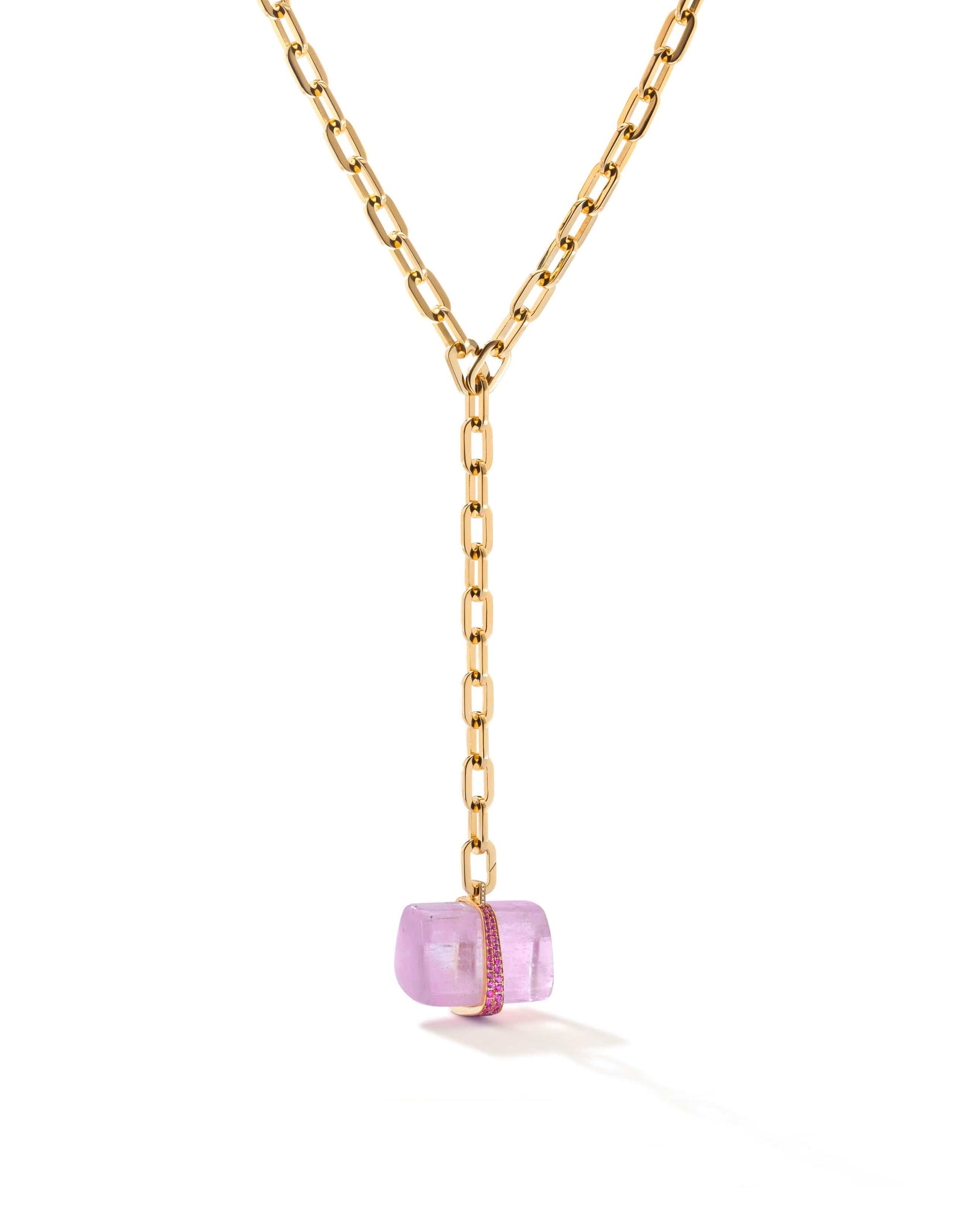 ROBINSON PELHAM-Kunzite and Pink Sapphire Pendant-YELLOW GOLD