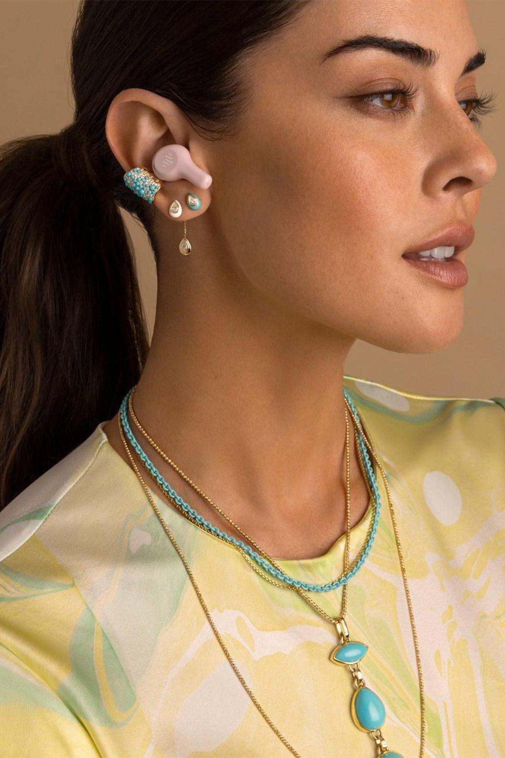 ROBINSON PELHAM-Marquise Turquoise Identity Pendant-YELLOW GOLD
