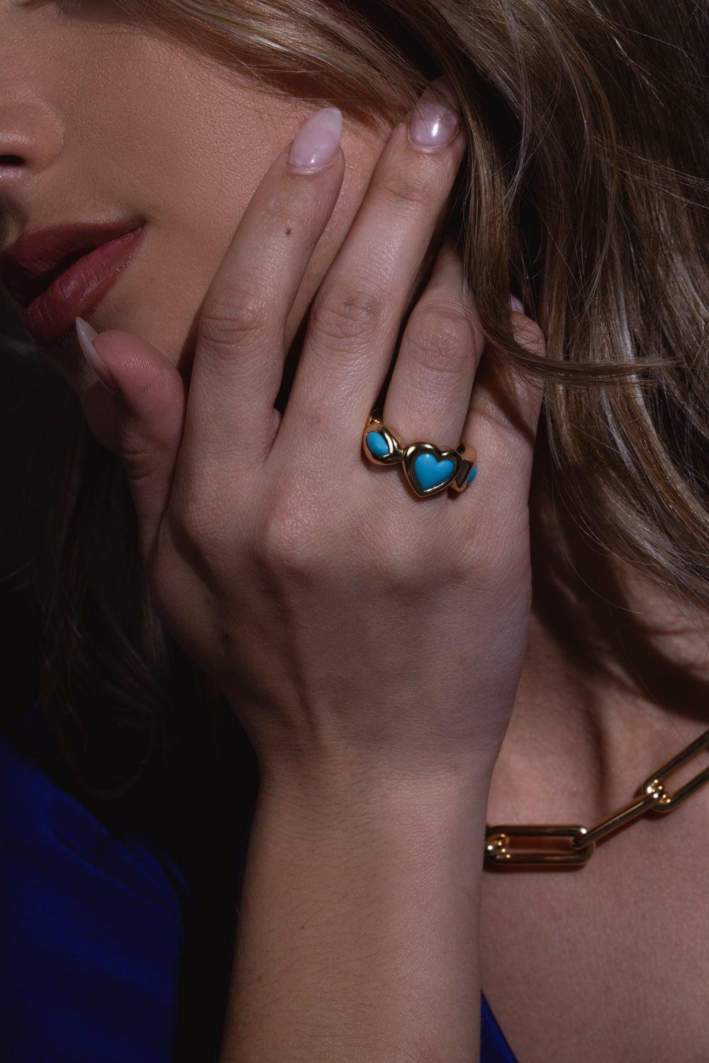 ROBINSON PELHAM-Large Eye Love U Ring-YELLOW GOLD