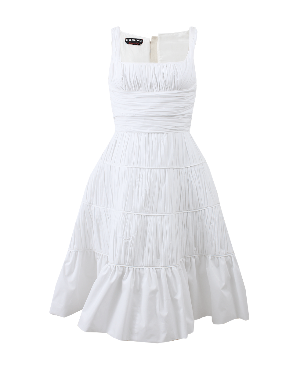 ROCHAS-Plisse Full Bottom Dress-OPTICWHT