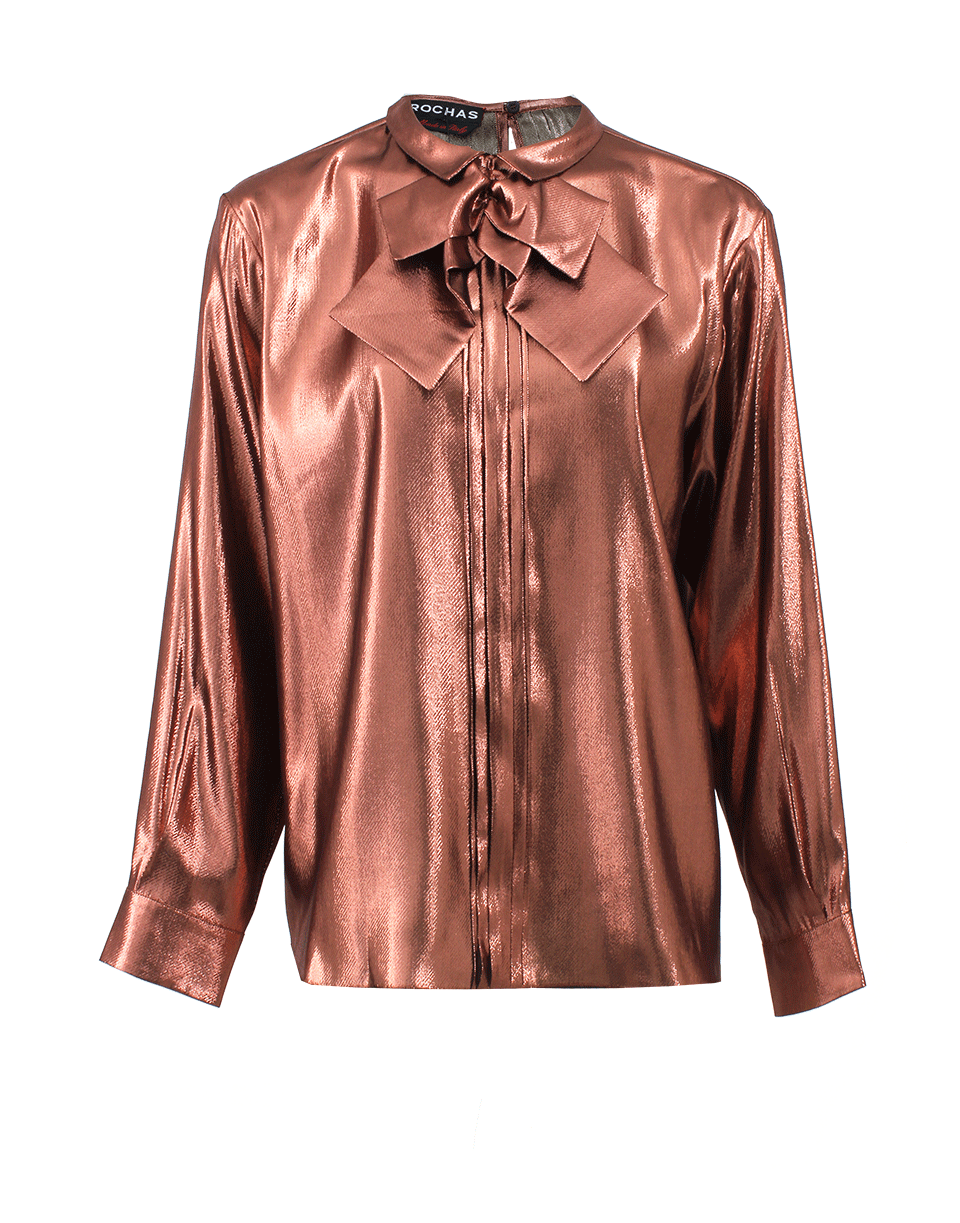 ROCHAS-Lame Neck Tie Blouse-