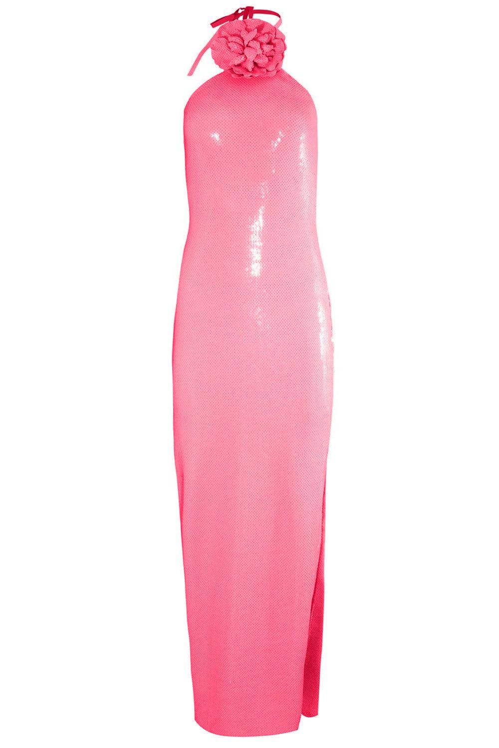 RODARTE-Flower Detail Sequin Halter Gown-
