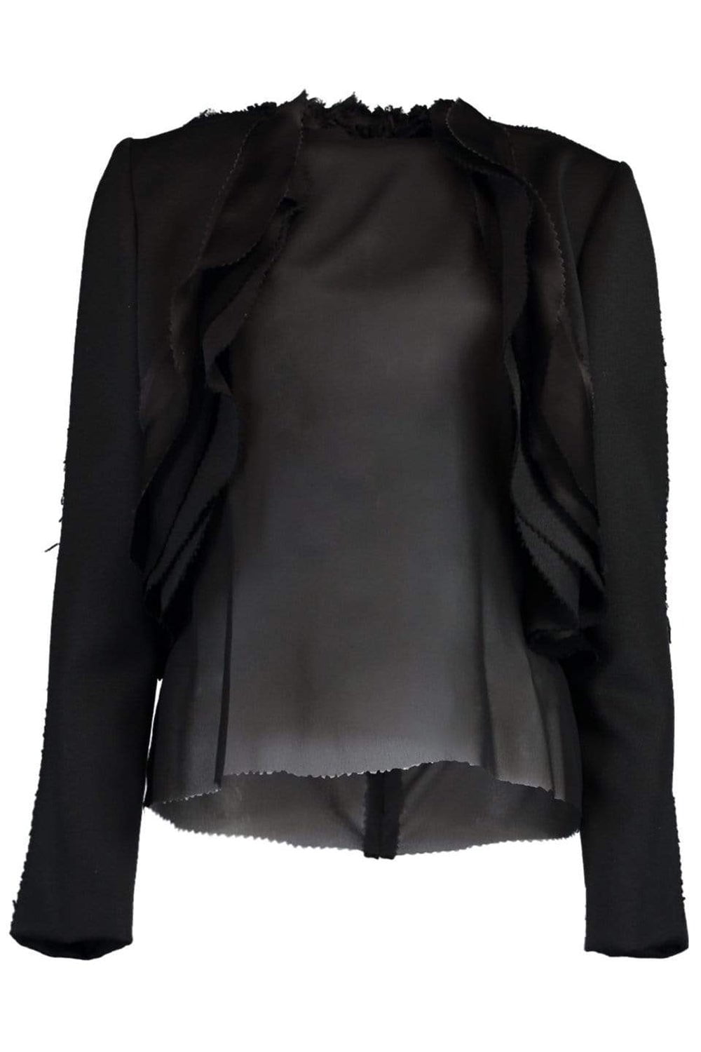 RODARTE-Wool and Organza Bolero-BLACK