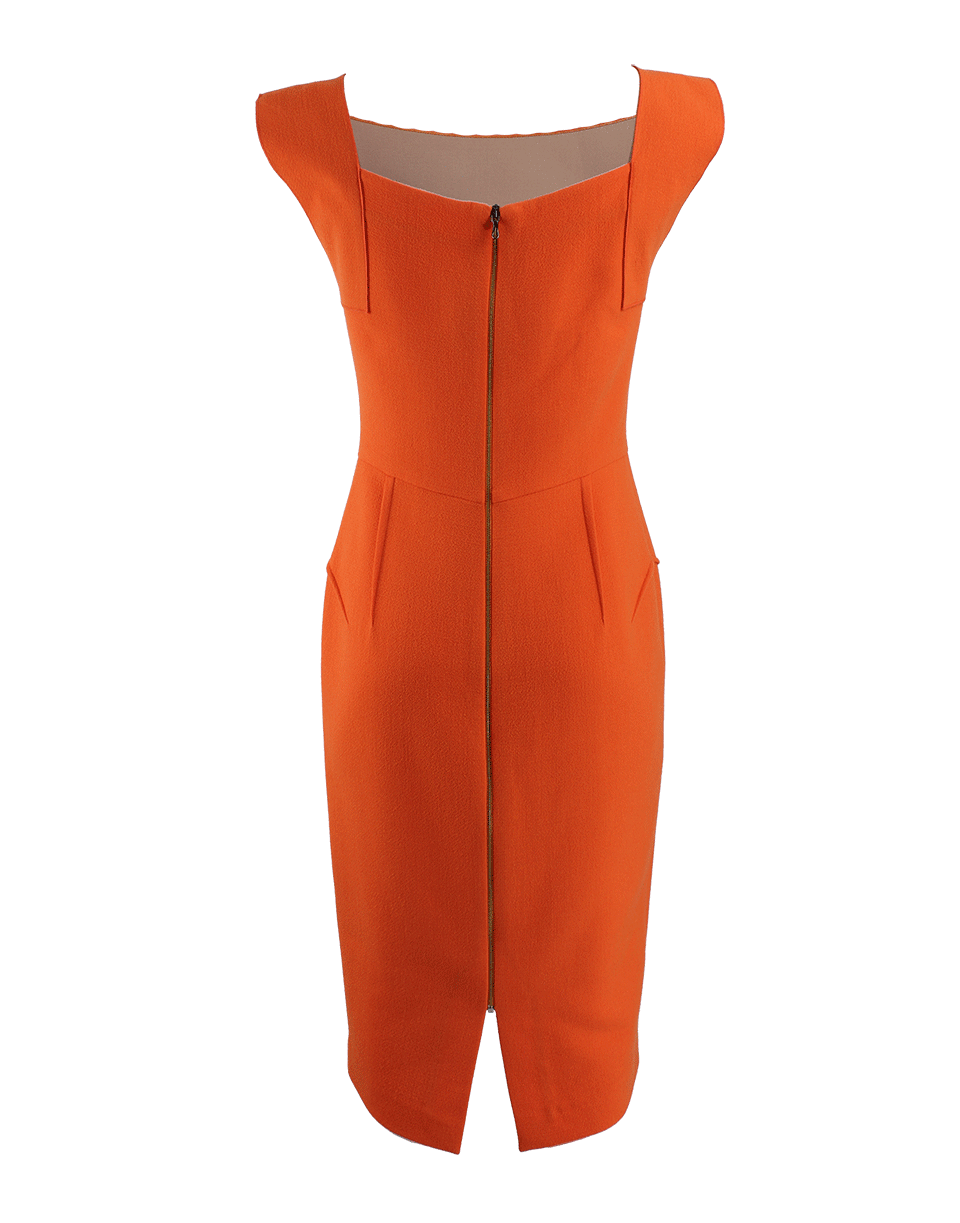 ROLAND MOURET-Sleeveless High Square Neck Watson Dress-