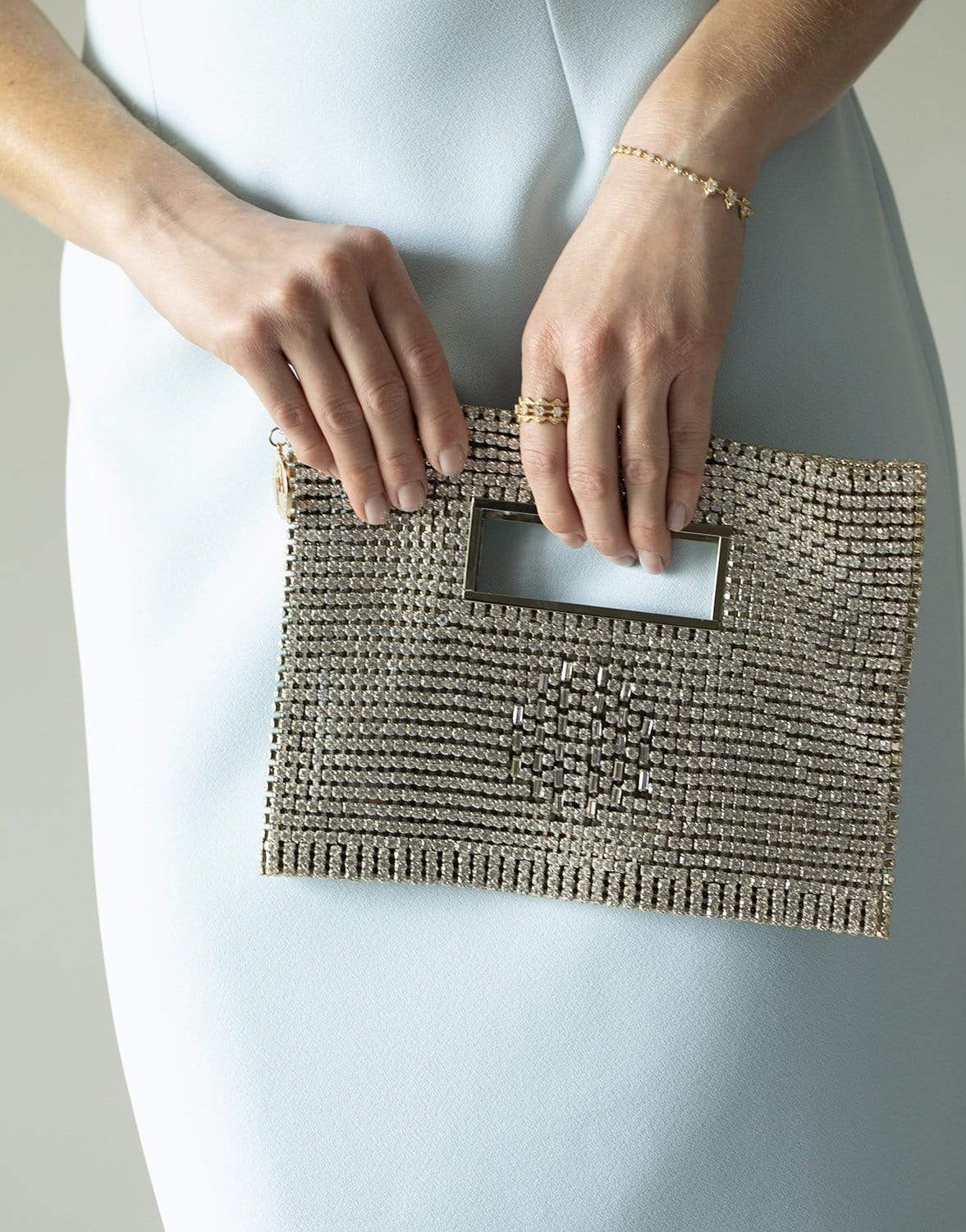 ROSANTICA-Square Crystal Clutch-CRYSTAL