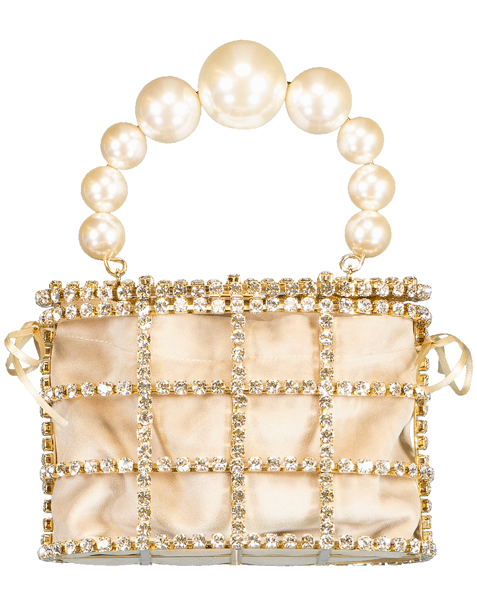 ROSANTICA-Holli Faux Pearl and Crystal Clutch-GOLD
