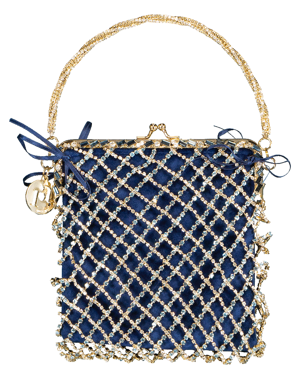 ROSANTICA-Flaubert Top Handle Crystal Bag-NAVY