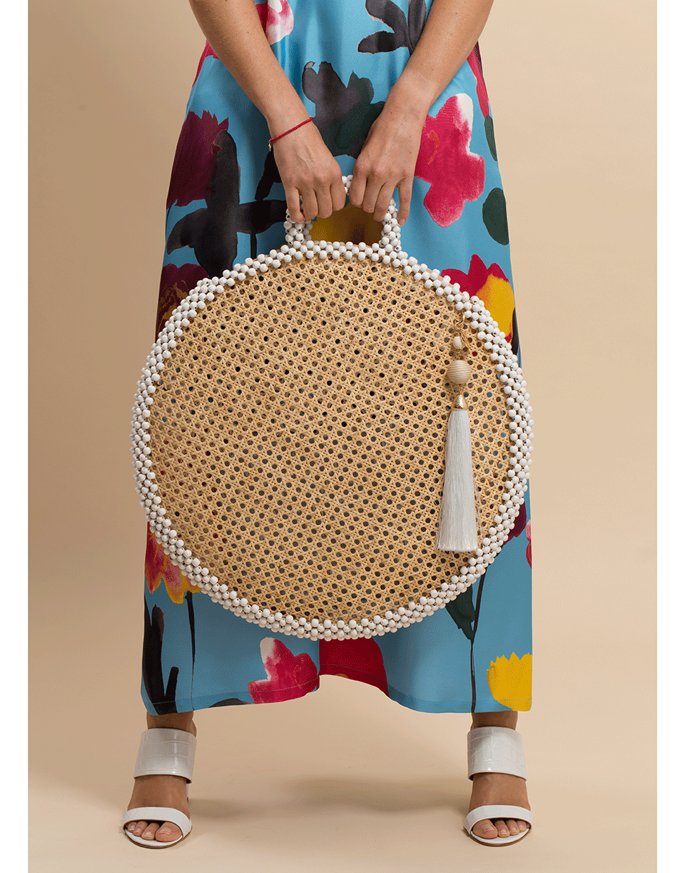 ROSANTICA-Round Alida Wicker Bag-TAN