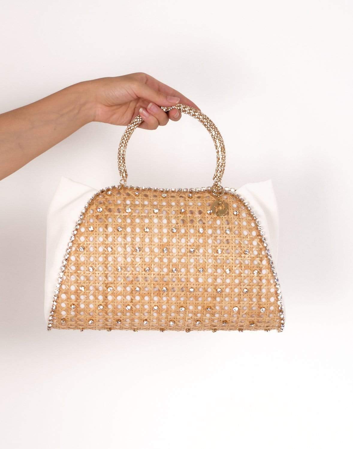 ROSANTICA-Crepes Wicker Tophandle Bag-WICKER