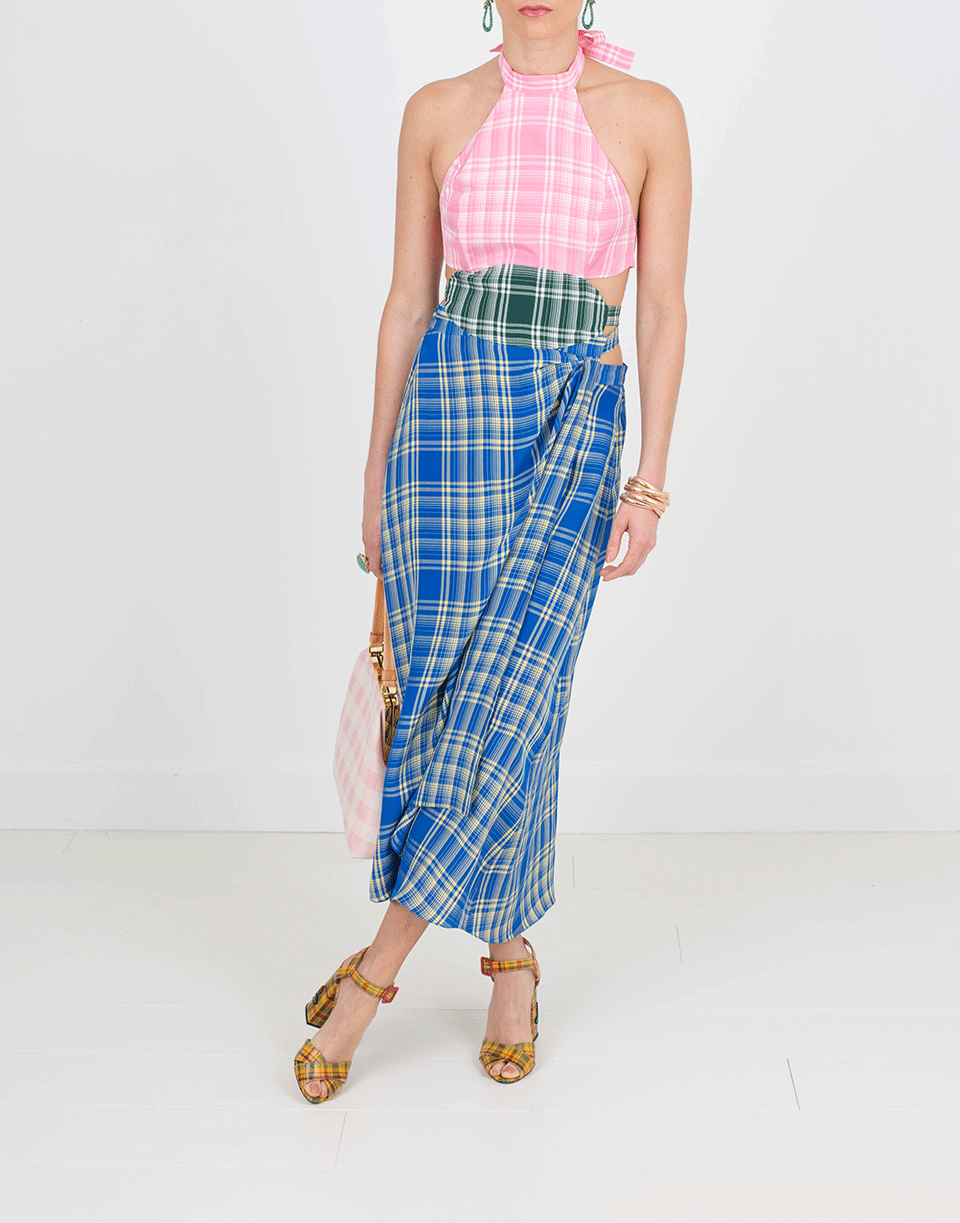 ROSIE ASSOULIN-Halter Dress-PLAID