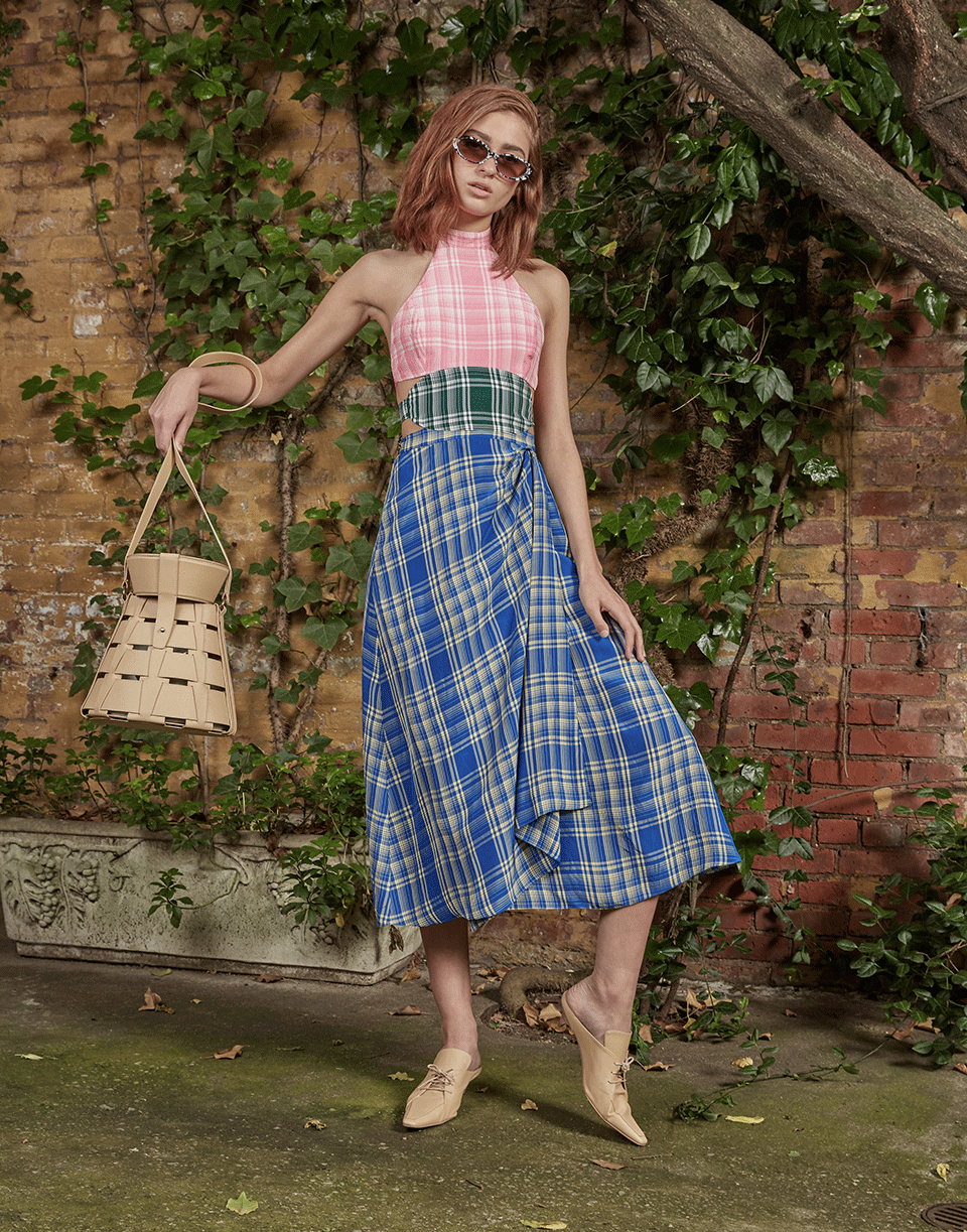 ROSIE ASSOULIN-Halter Dress-PLAID