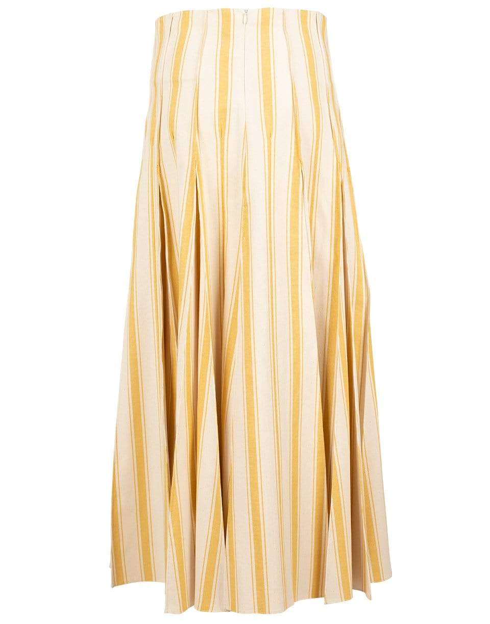 ROSIE ASSOULIN-Yellow and White Million Pleats Maxi Skirt-