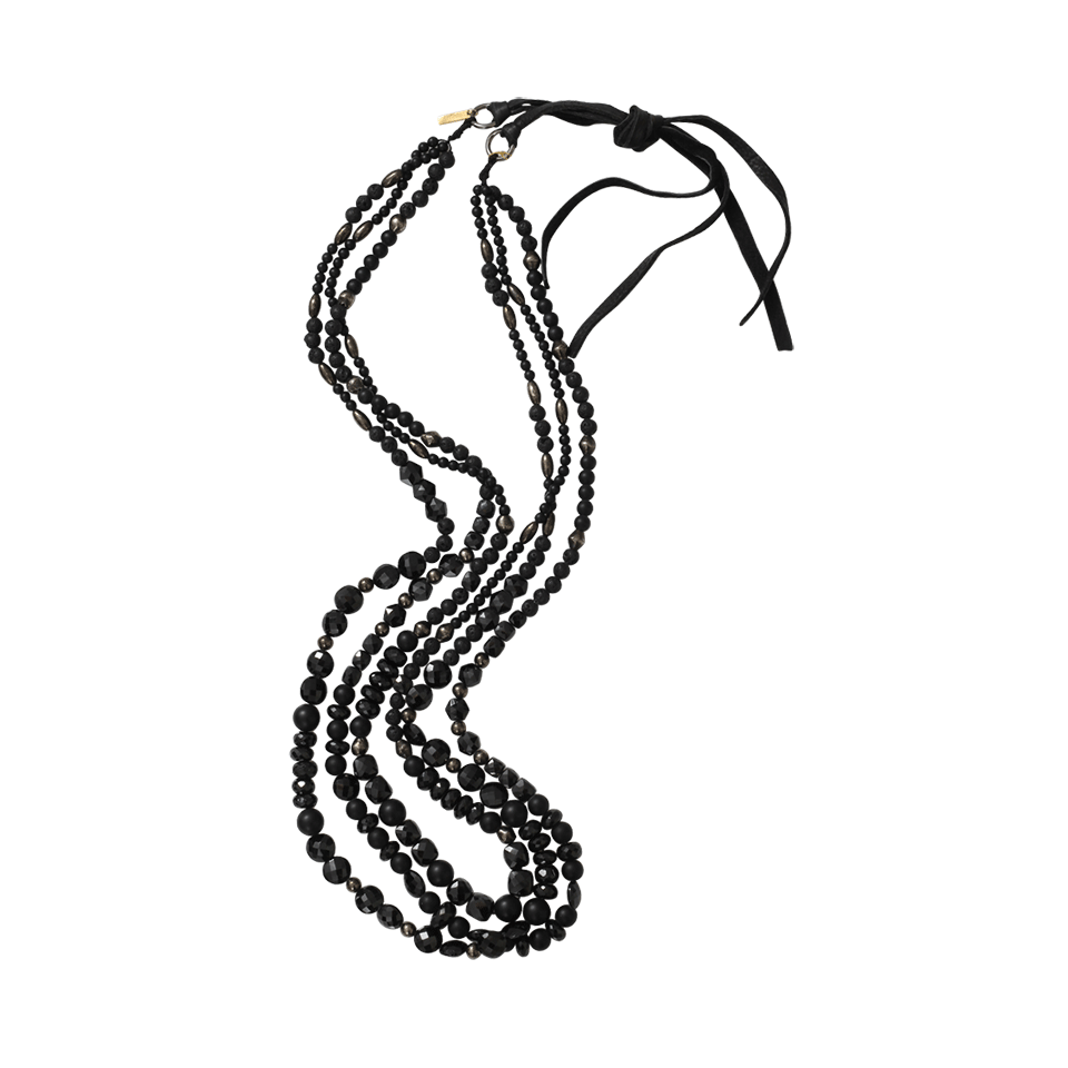 ROYAL NOMAD JEWELRY-Three Strand Lavender And Black Spinel Necklace-BLACK