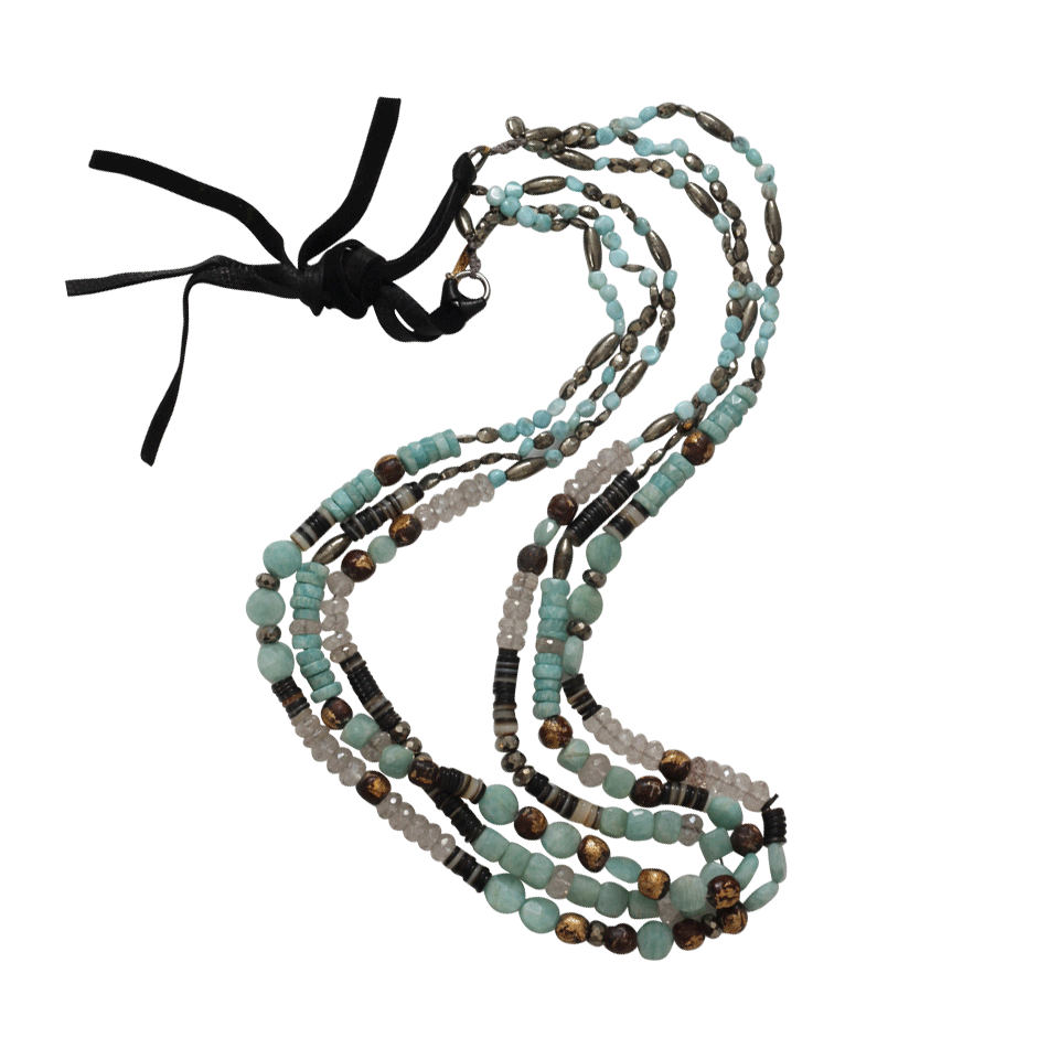 ROYAL NOMAD JEWELRY-Three Strand Pyrite And Opal Necklace-PYRITE