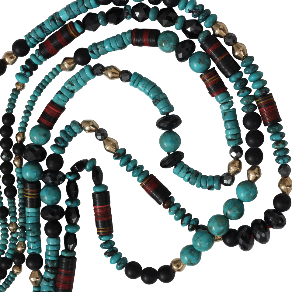 ROYAL NOMAD JEWELRY-Three Strand Turquoise And Black Onyx Necklace-TRQ/BLK