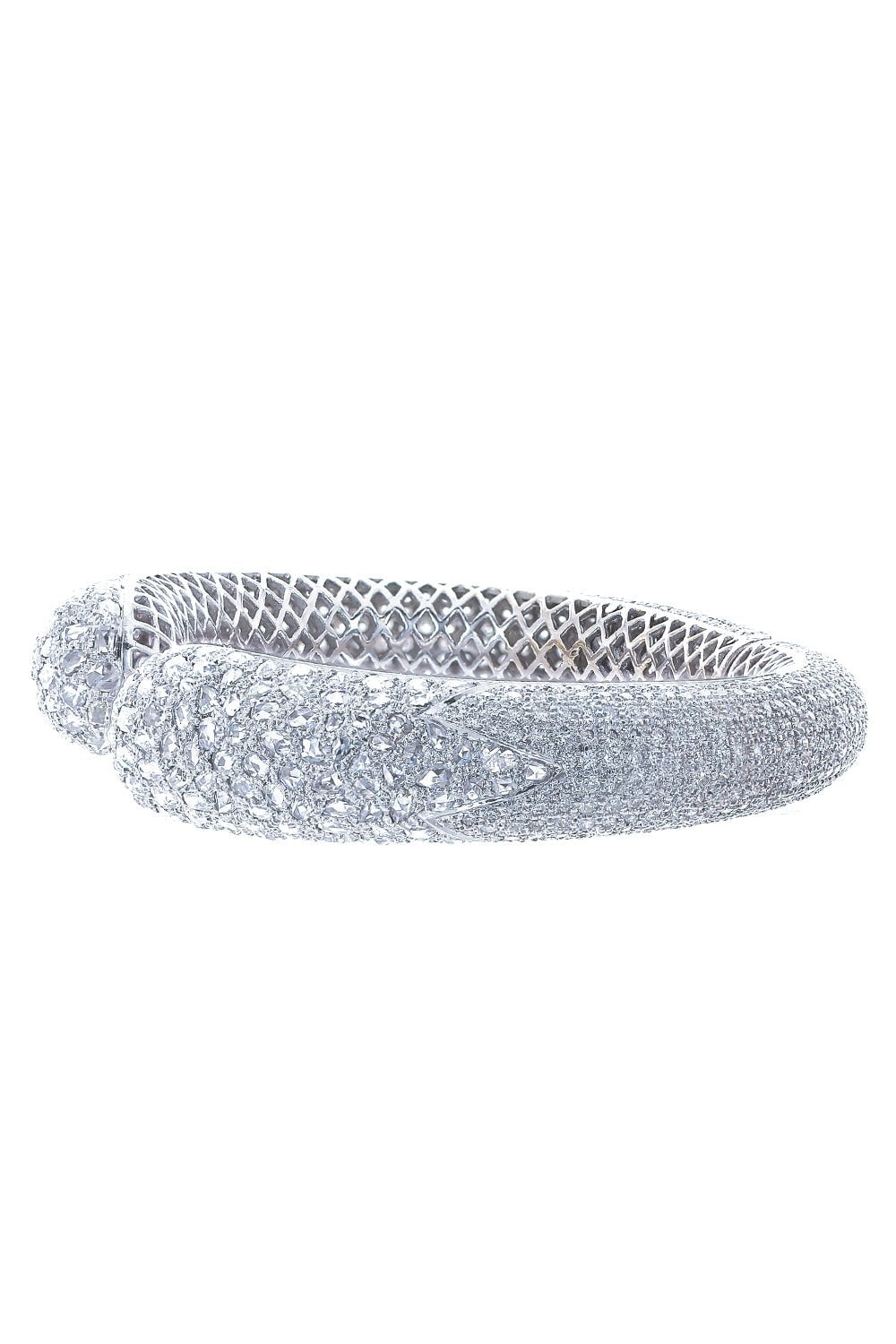 RUCHI NEW YORK-Diamond Open Bangle Bracelet-WHITE GOLD