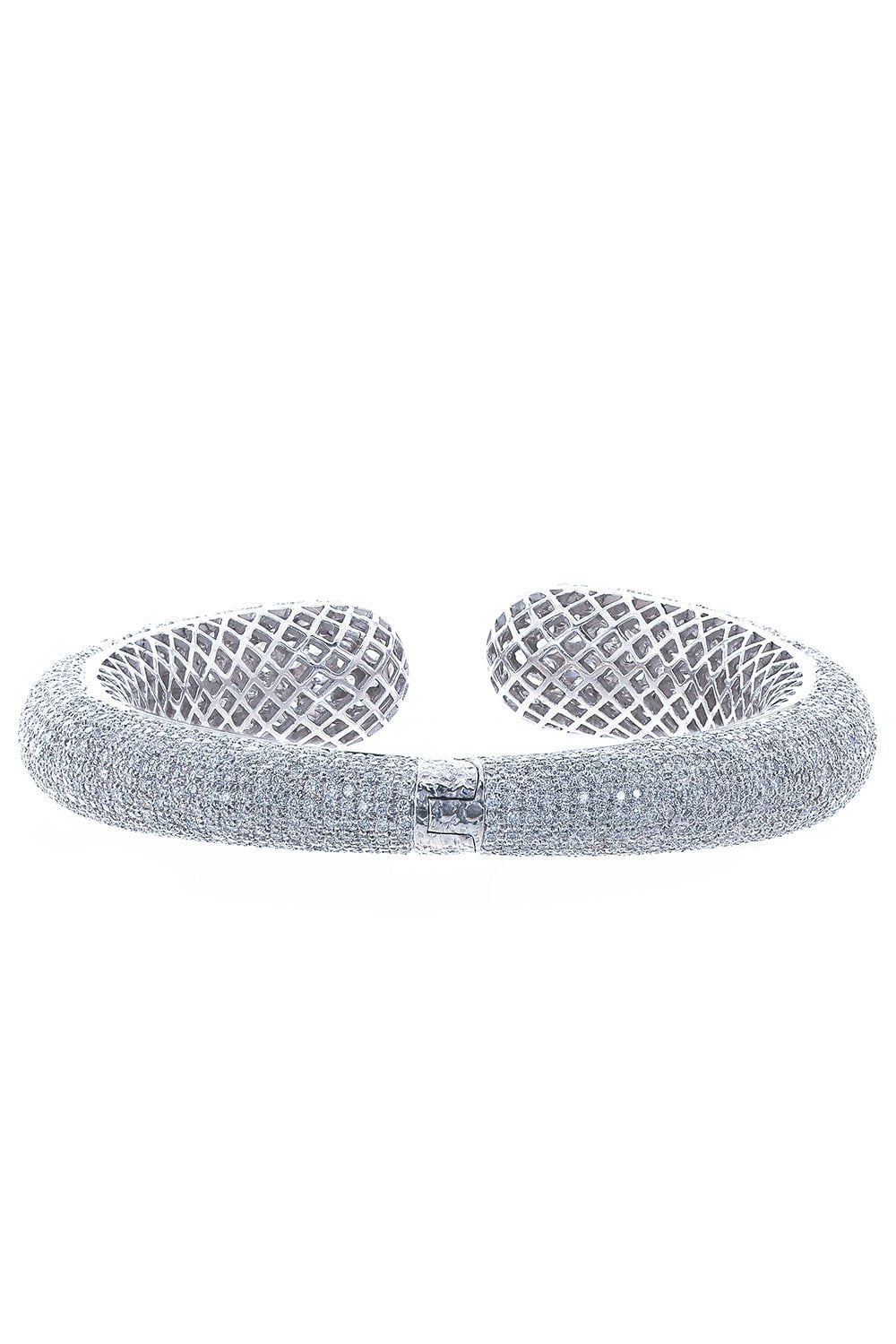 RUCHI NEW YORK-Diamond Open Bangle Bracelet-WHITE GOLD