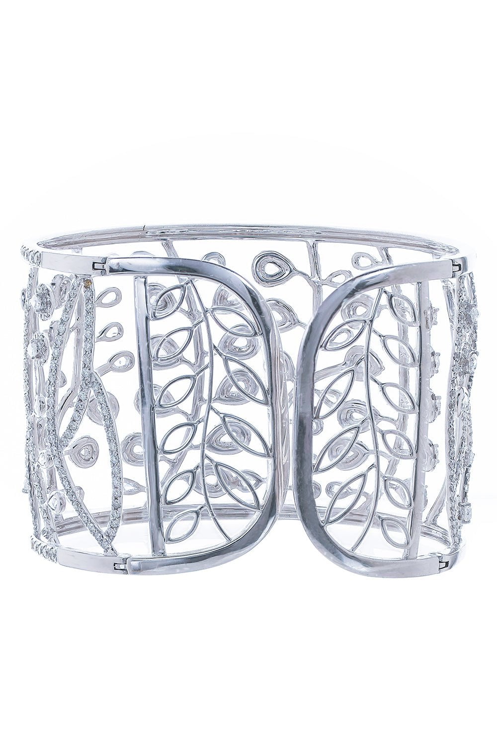 RUCHI NEW YORK-Diamond Wide Bangle Bracelet-WHITE GOLD