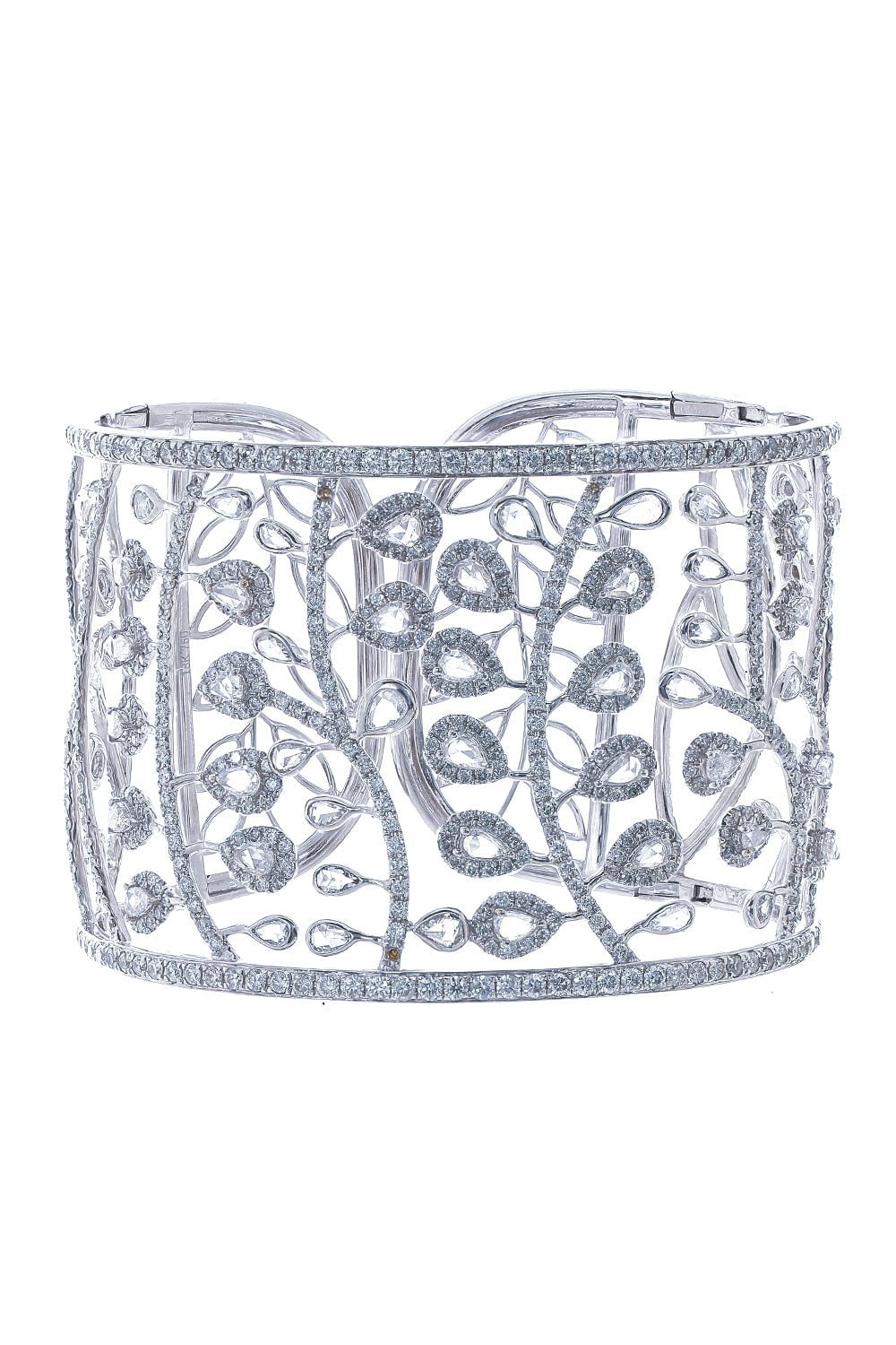 RUCHI NEW YORK-Diamond Wide Bangle Bracelet-WHITE GOLD